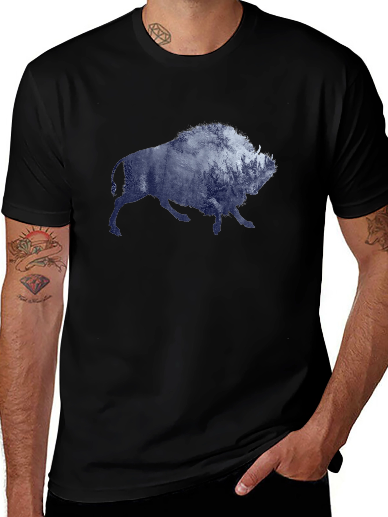Variant 10 of Buffalo Silhouette Graphic Tee - Men's Black T-Shirt
