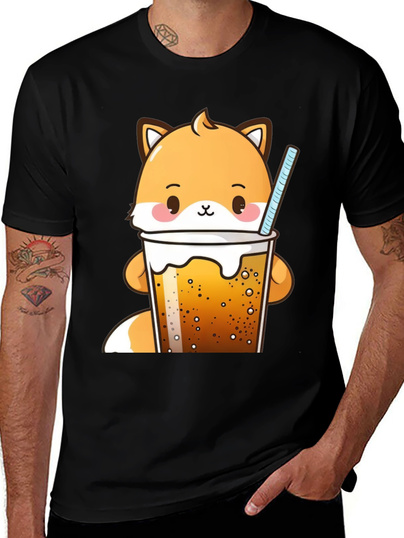 Variant 19 of Kawaii Fox Boba Tea T-Shirt Cute Cartoon Design