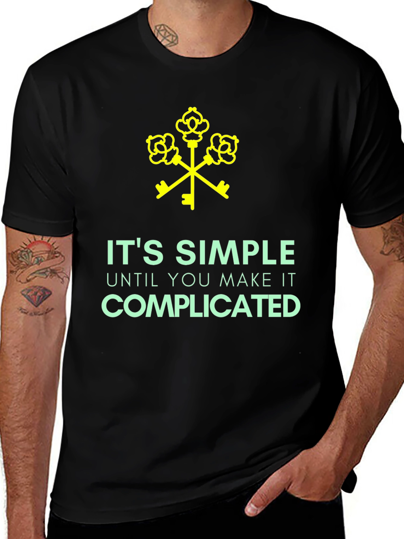Variant 19 of It's Simple Until Complicated Black Graphic Tee