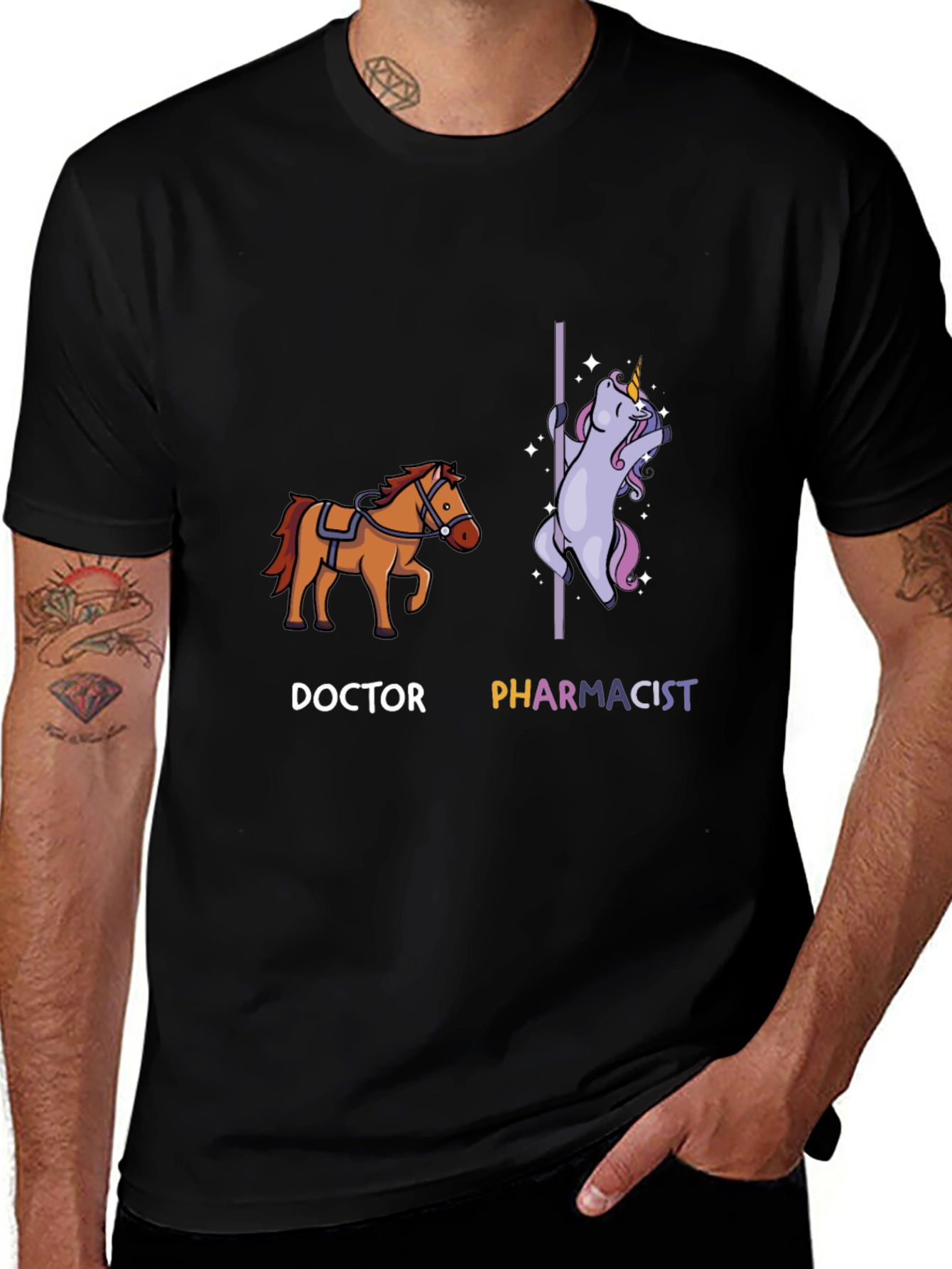 Variant 14 of Doctor vs Pharmacist T-Shirt | Funny Unicorn Tee