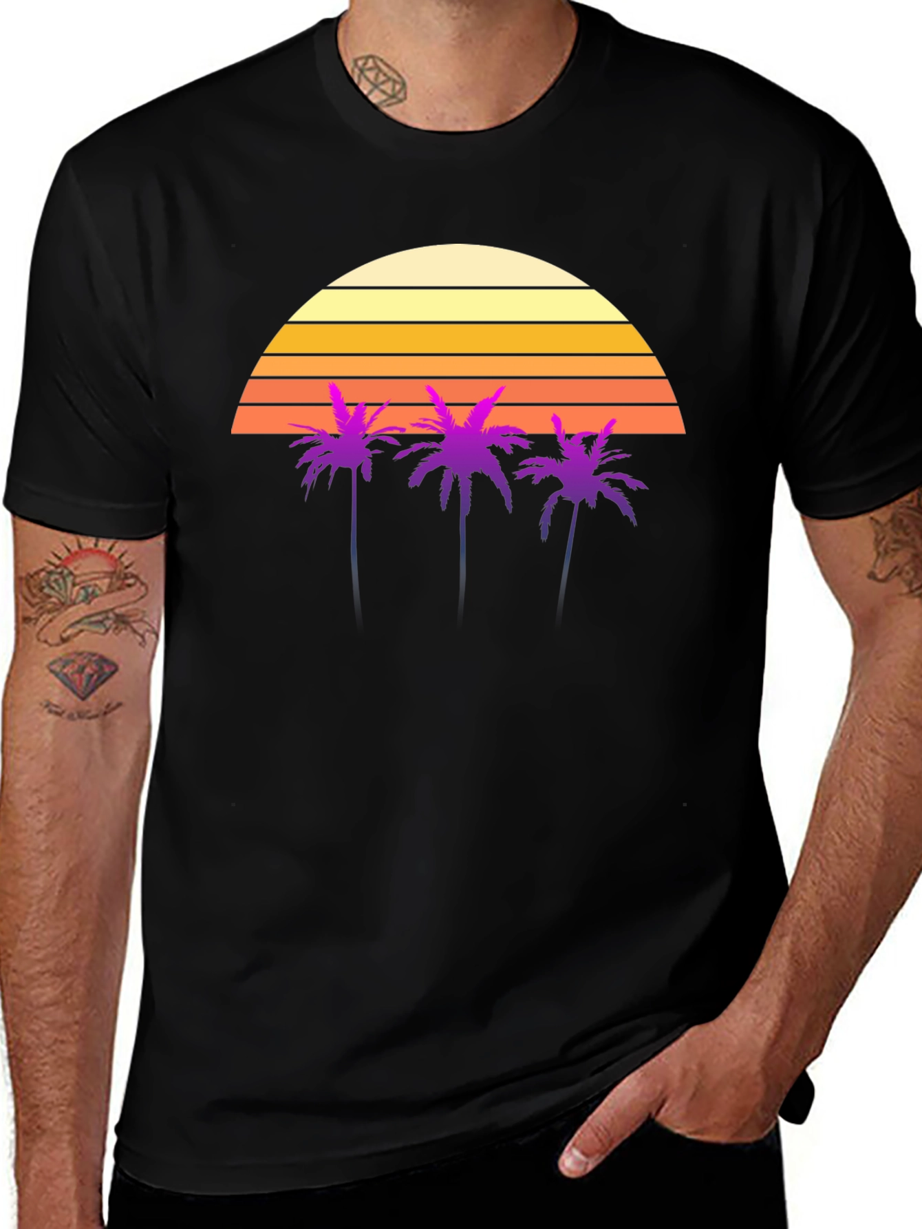 Variant 13 of Retro Sunset Palm Tree Graphic T-Shirt