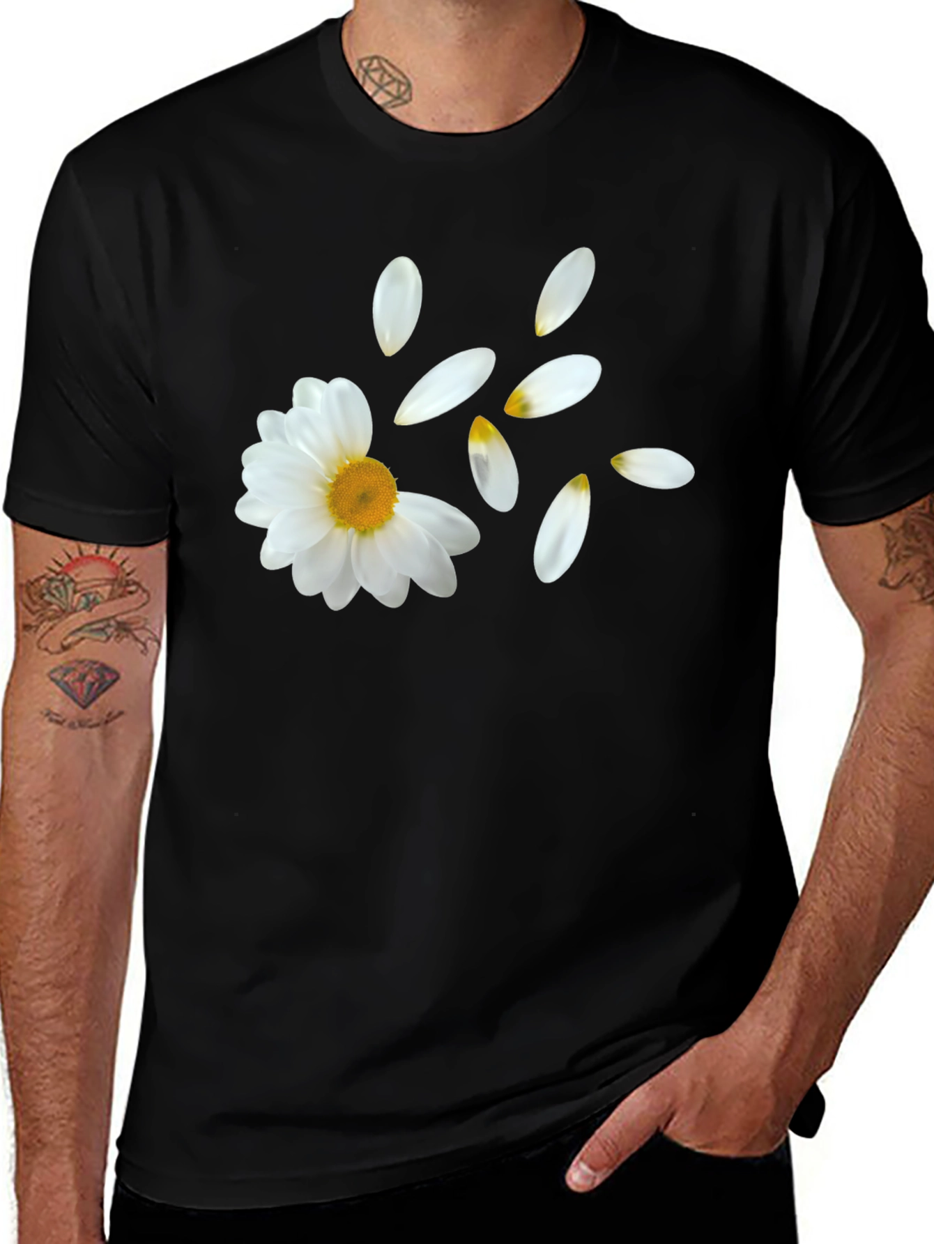 Variant 19 of Daisy Petal Loss Black T-Shirt