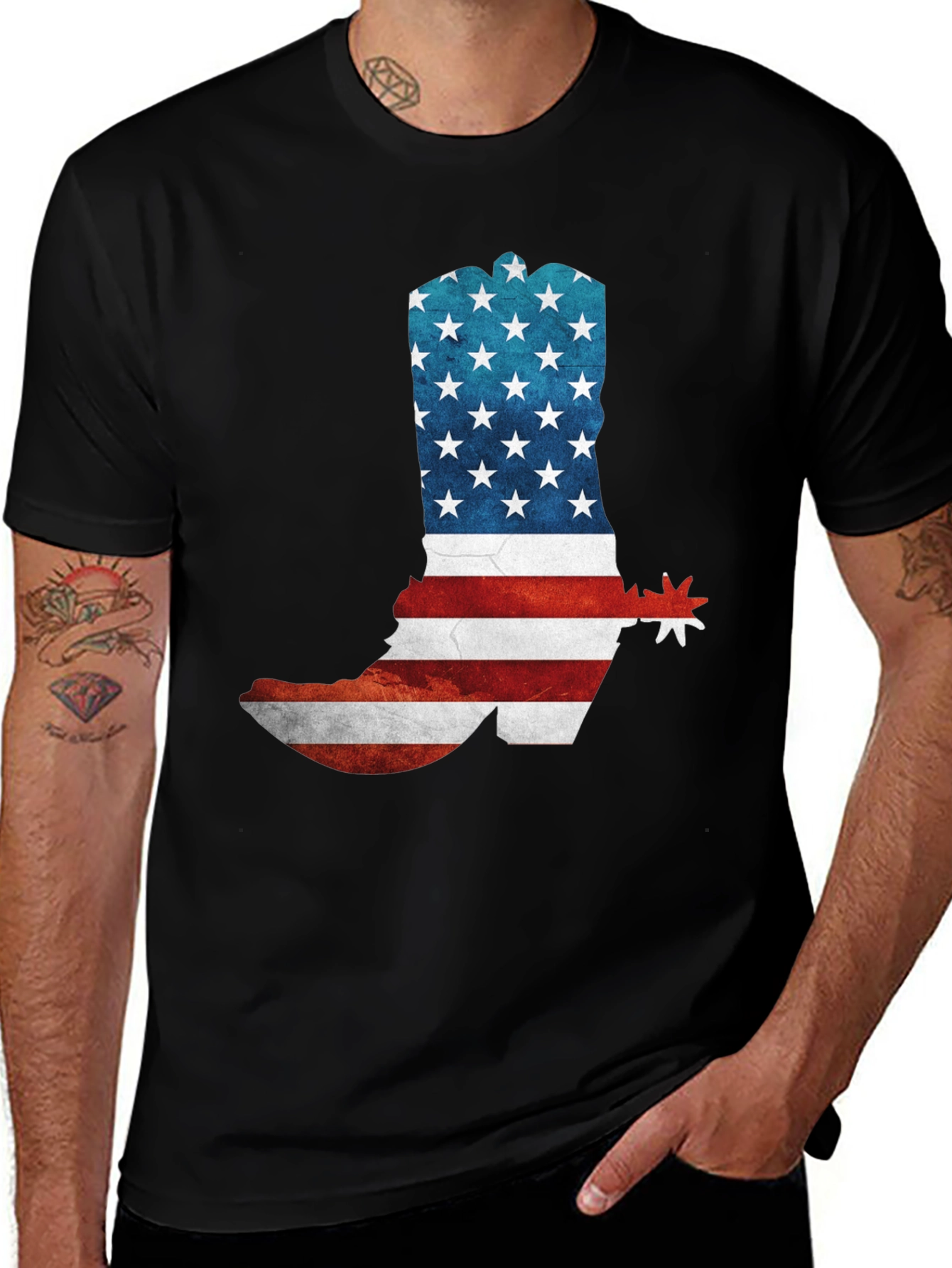 Variant 21 of American Flag Cowboy Boot Graphic T-Shirt