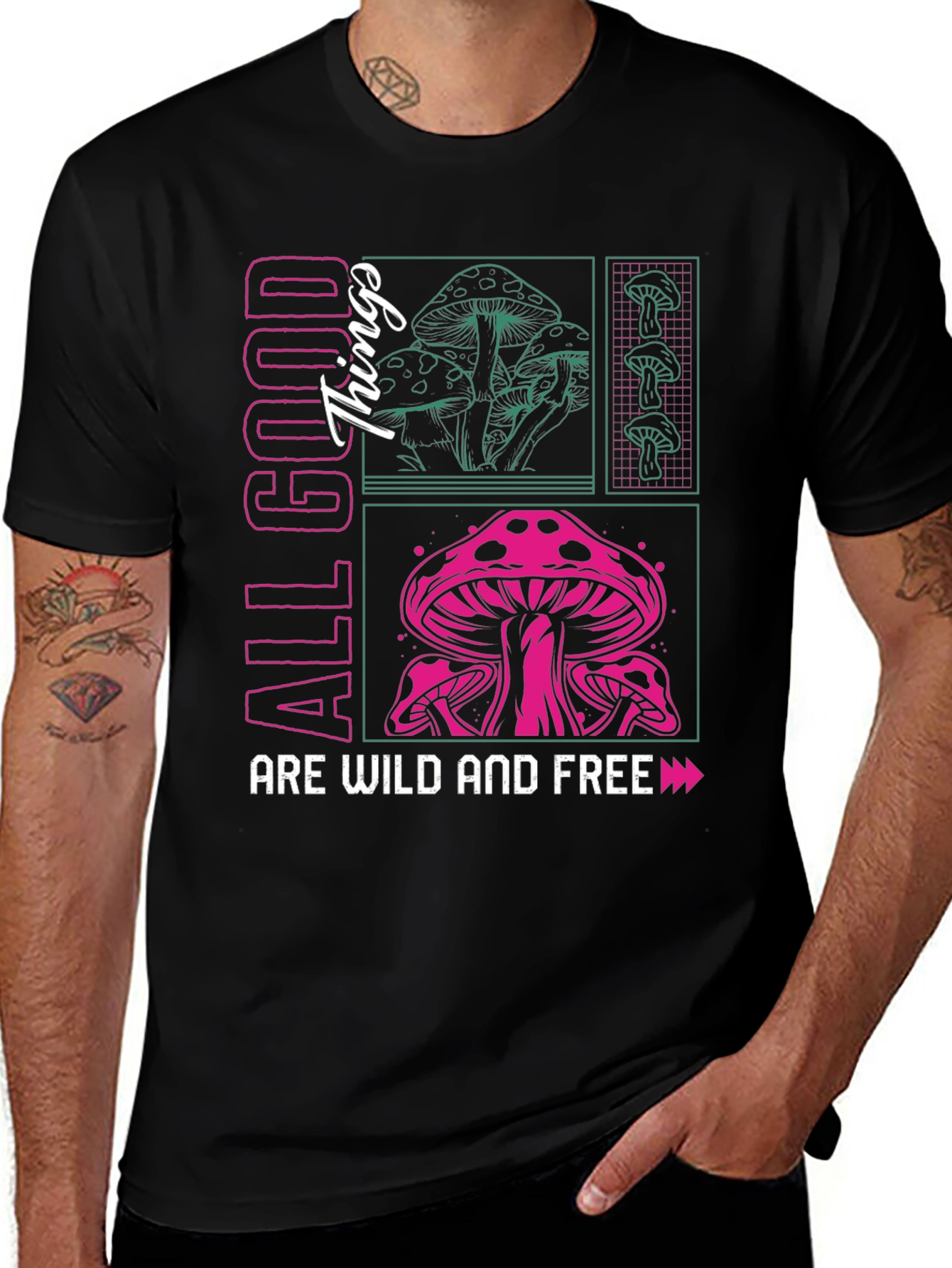 Variant 30 of All Good Things Mushroom Graphic Tee - Wild and Free