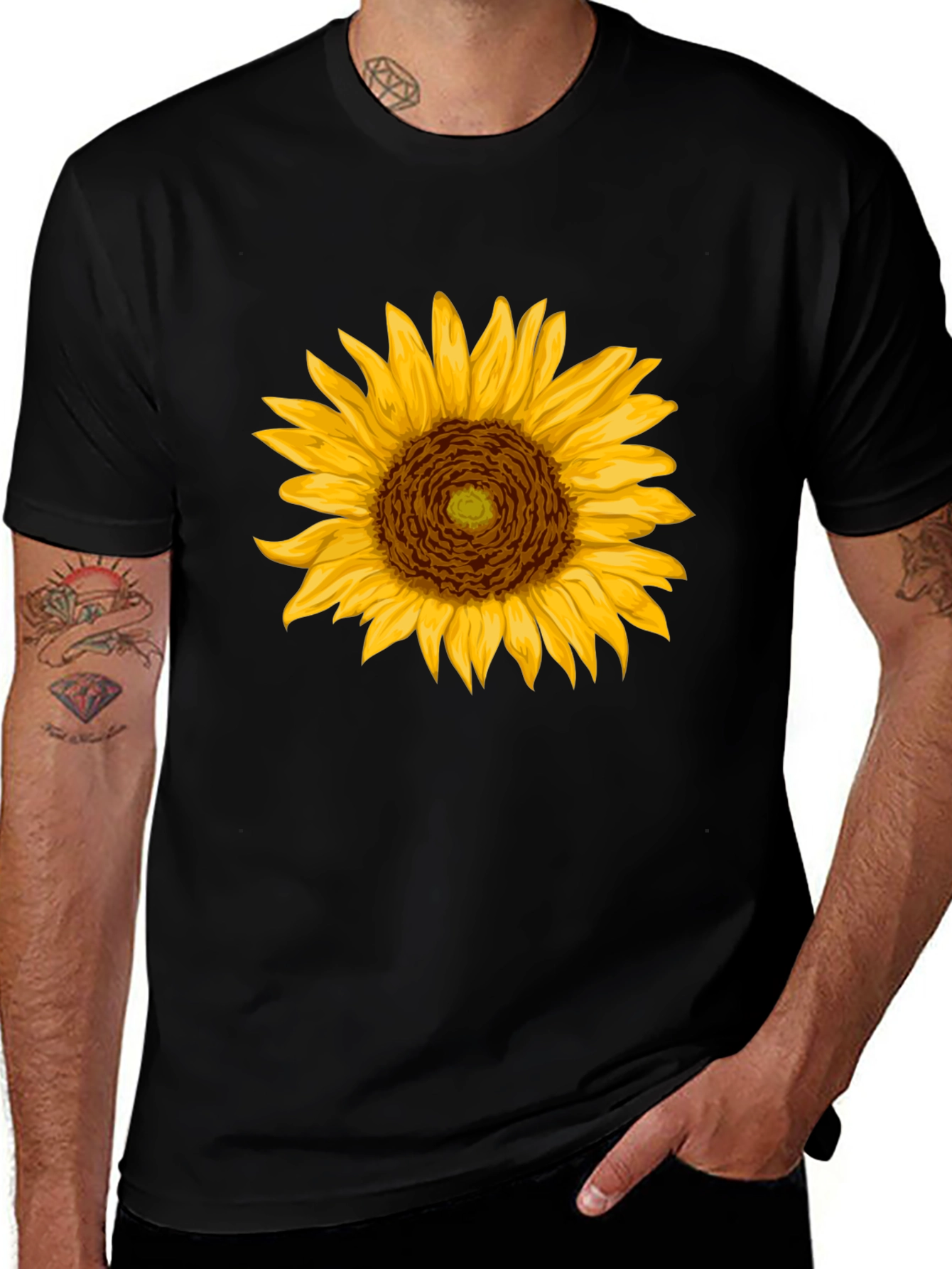 Variant 22 of Sunflower Graphic Print Black T-Shirt