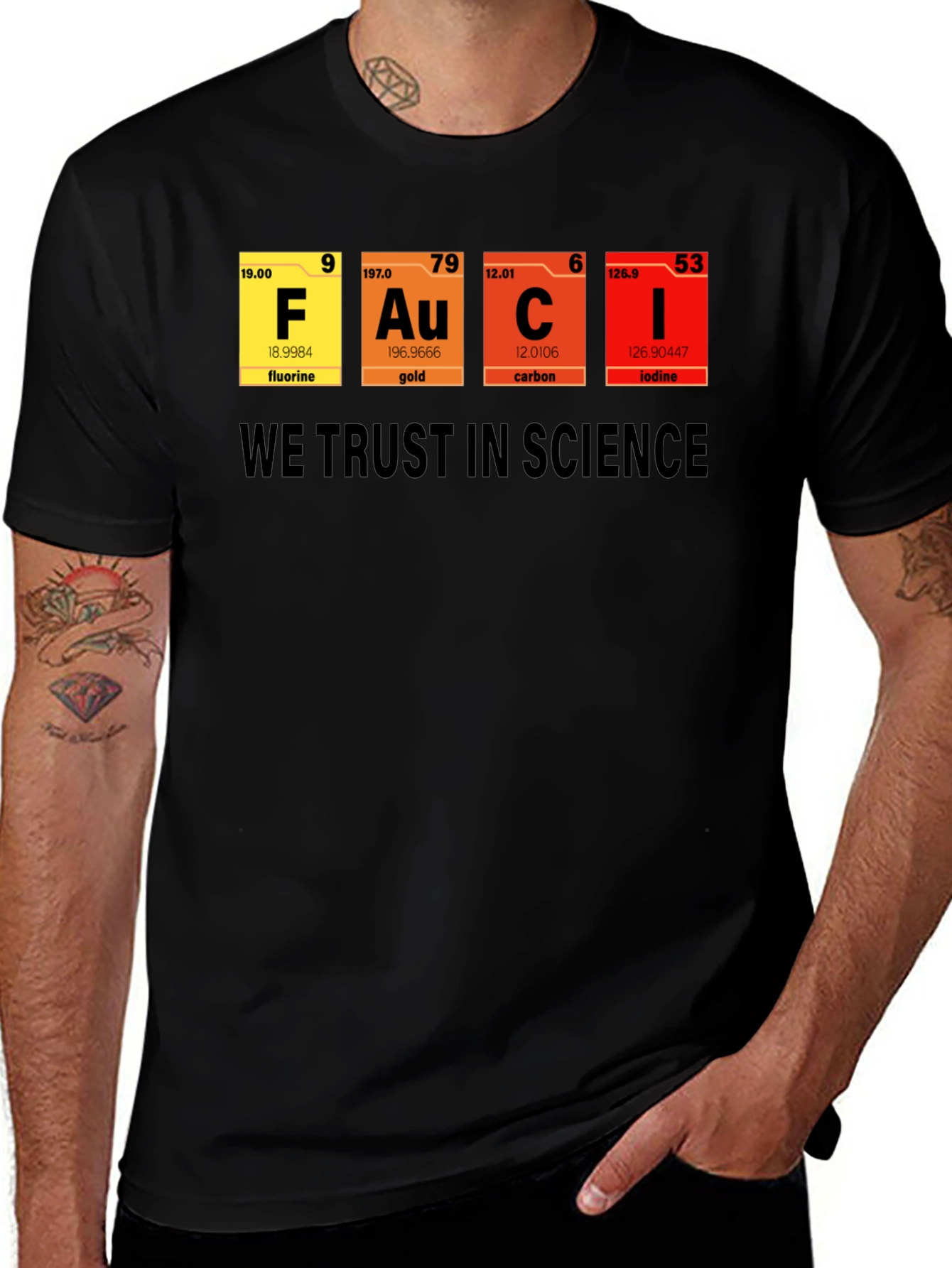 Science T-Shirt - Periodic Table Elements F Au C I 