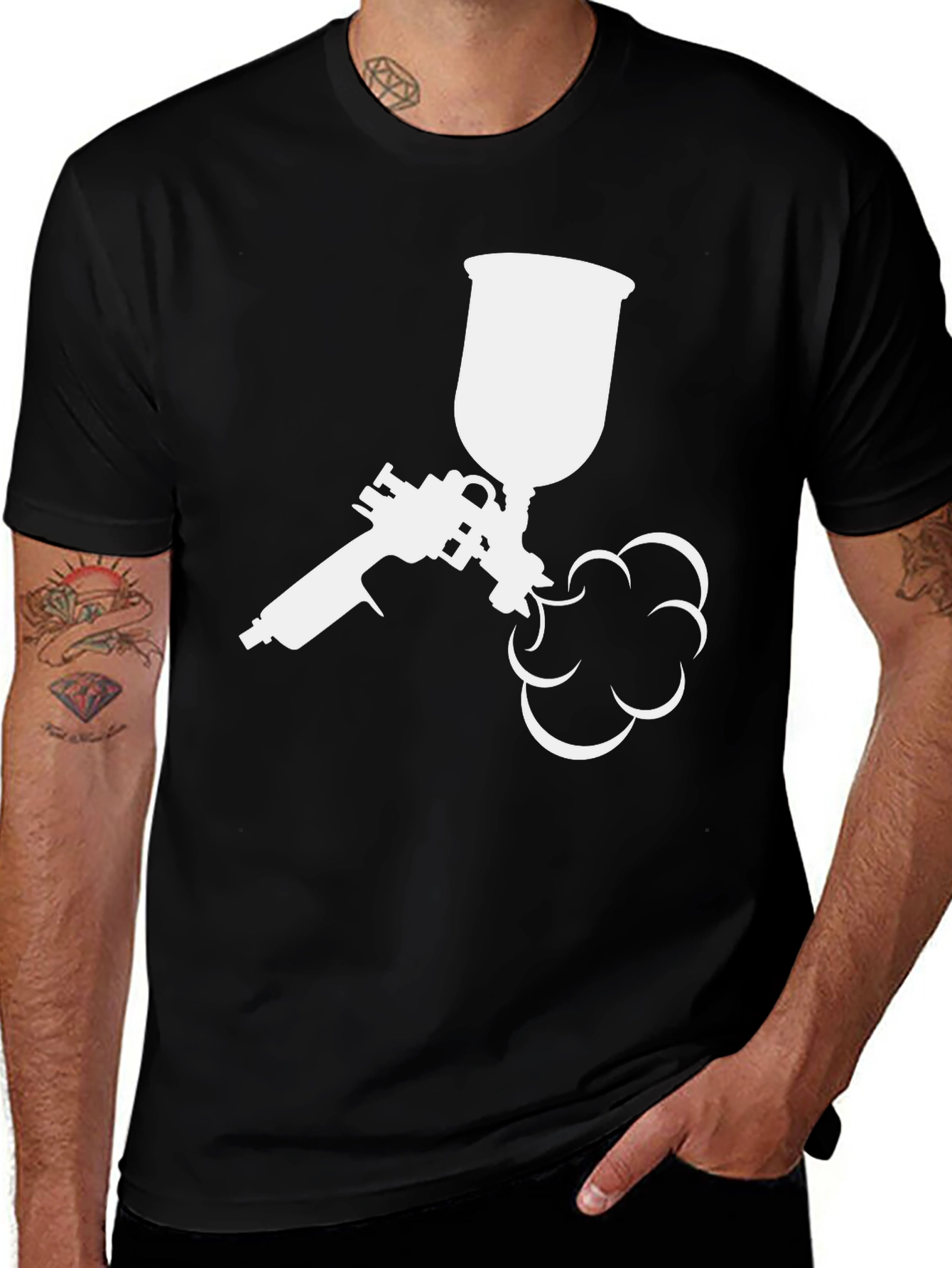 Spray Paint Gun Graphic Tee - Black