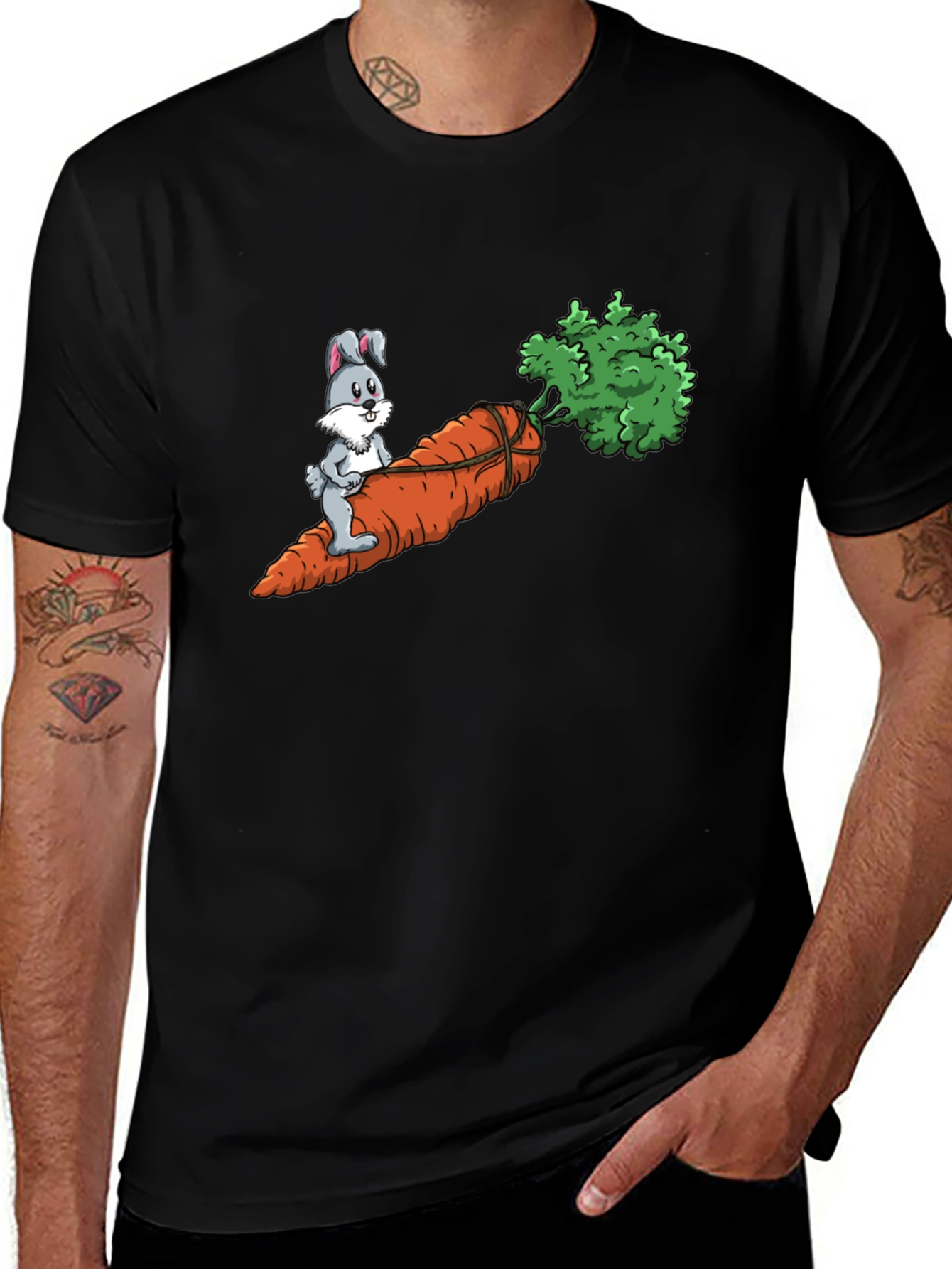 Variant 30 of Bunny Riding Carrot Graphic Tee