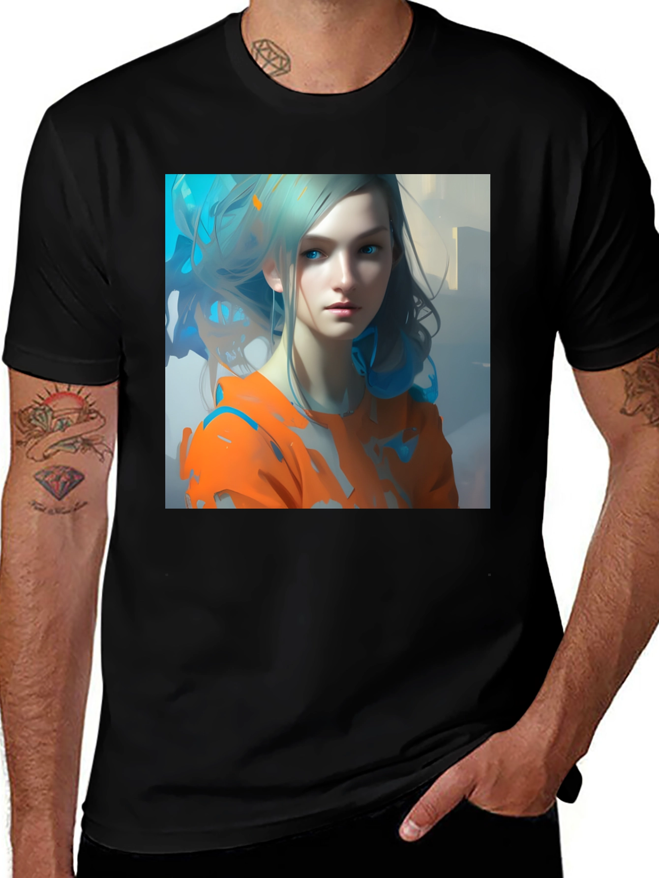 Variant 14 of Artistic Portrait Tee - Black Cotton Blend