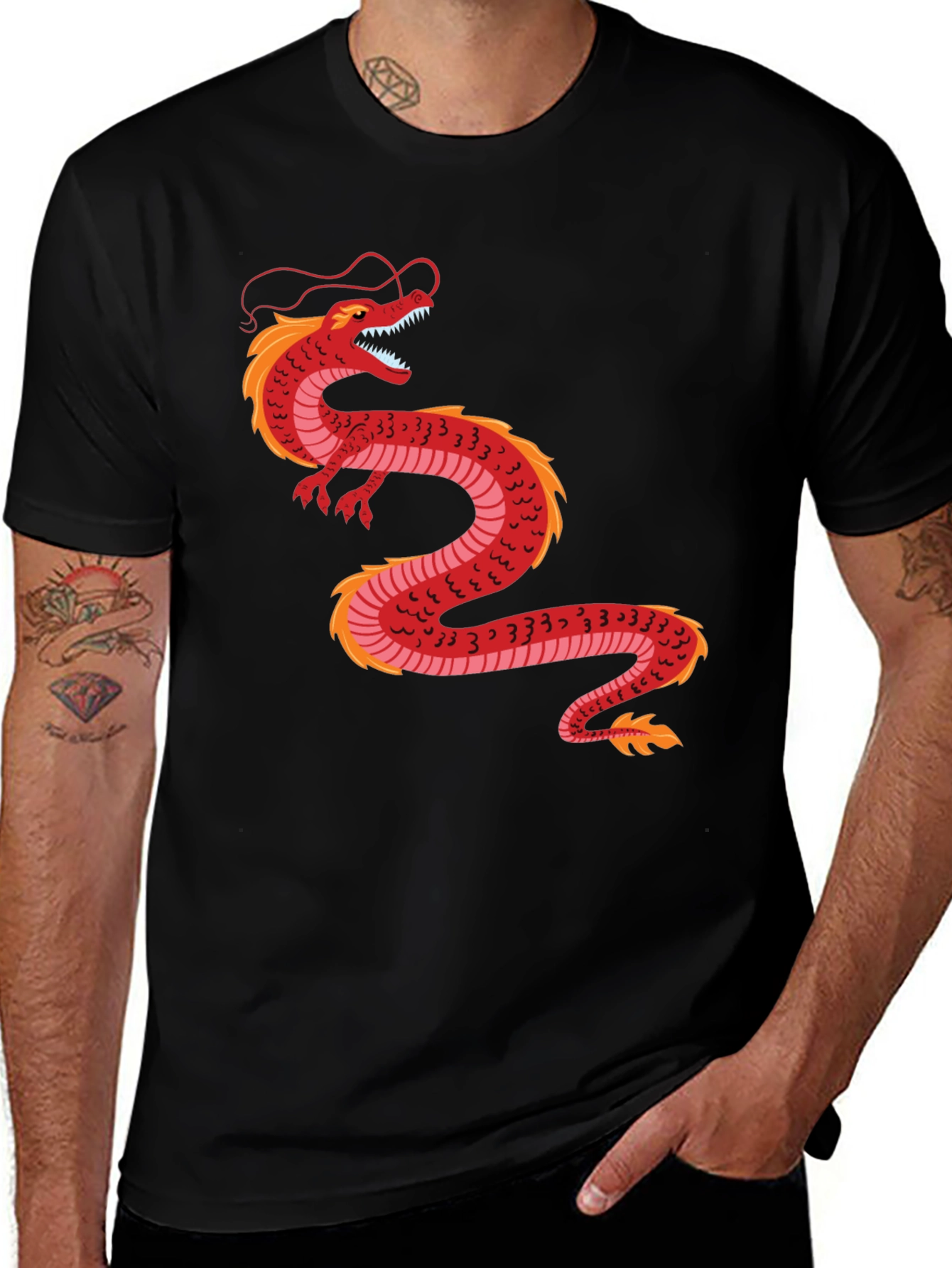 Variant 24 of Dragon Graphic Tee - Men's Black T-Shirt