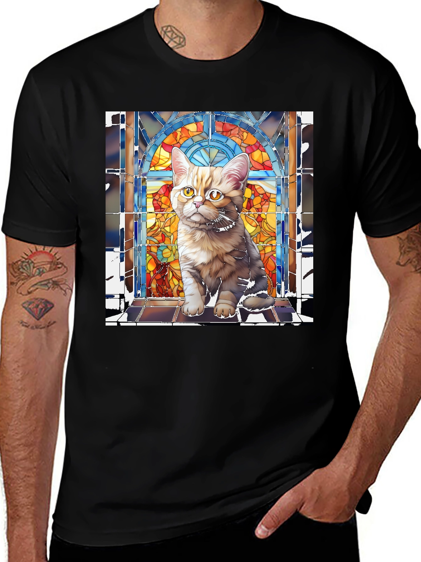 Variant 16 of Stained Glass Cat Graphic Tee