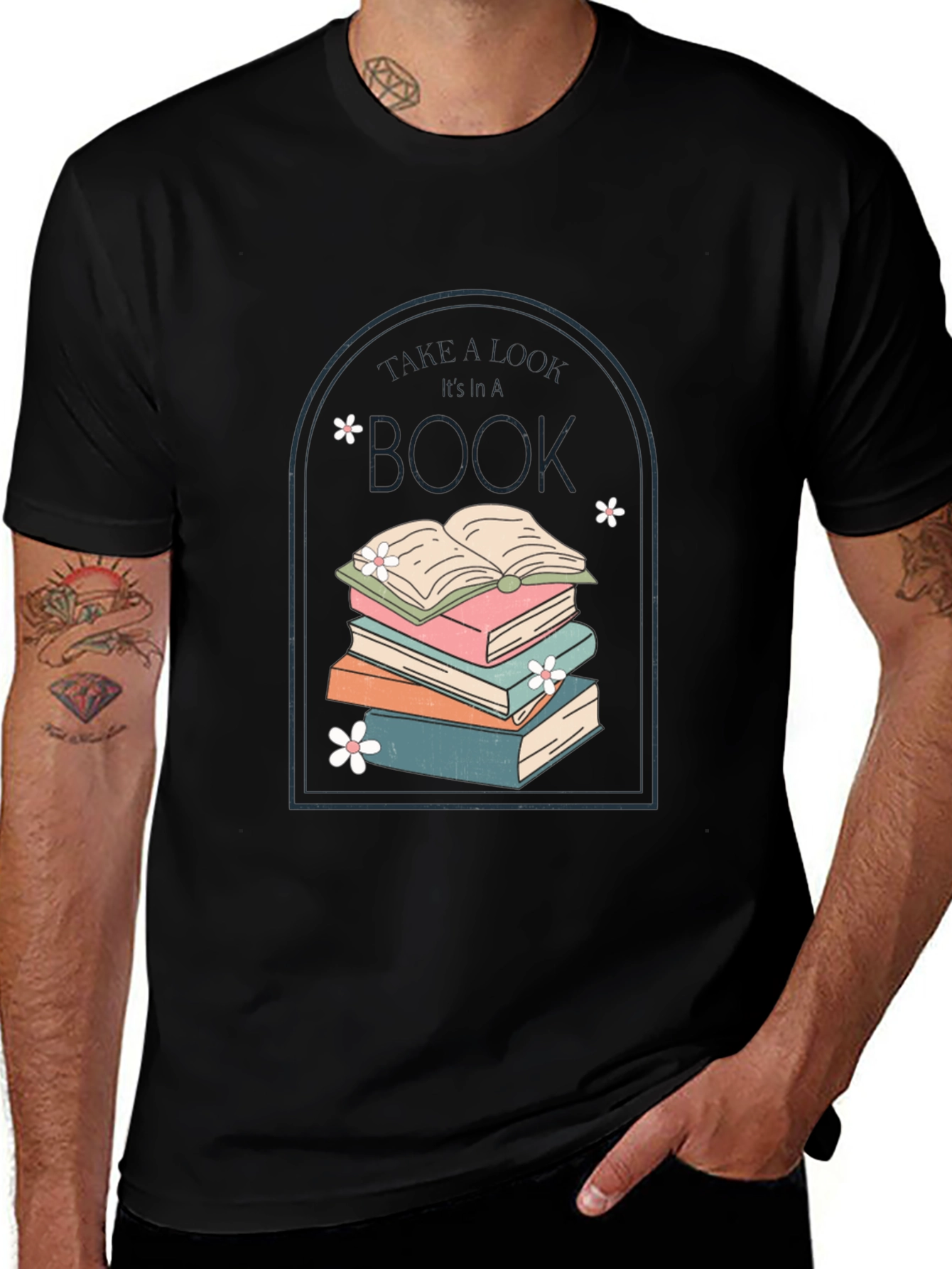 Variant 18 of Book Lover Tee: Stacked Book Design