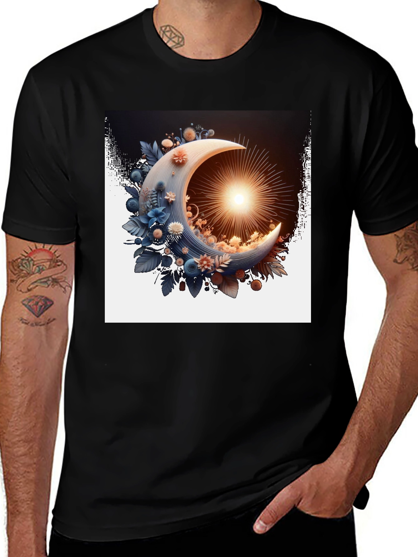 Variant 30 of Crescent Moon Floral T-Shirt