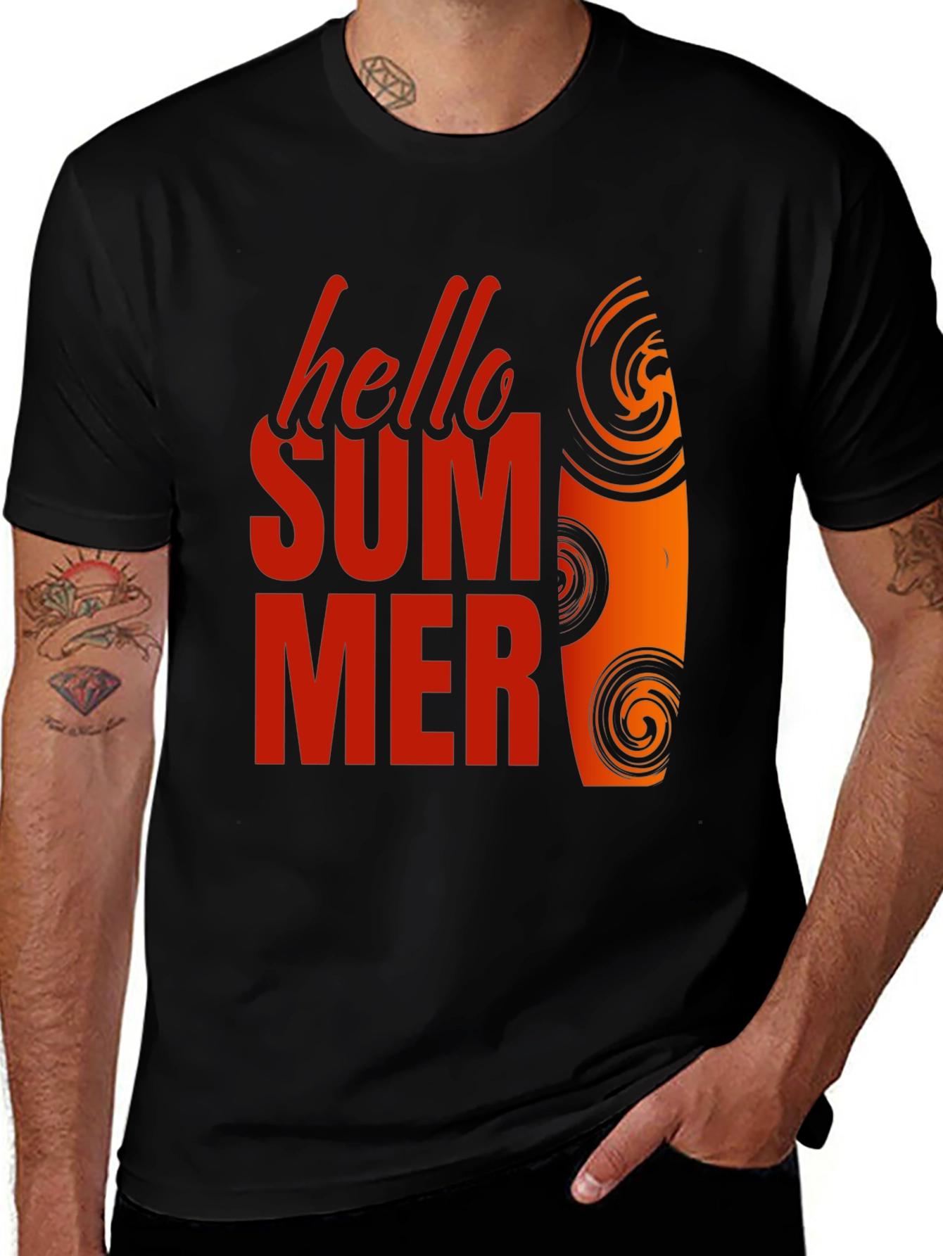 Variant 7 of Hello Summer Graphic Tee - Black Cotton T-Shirt
