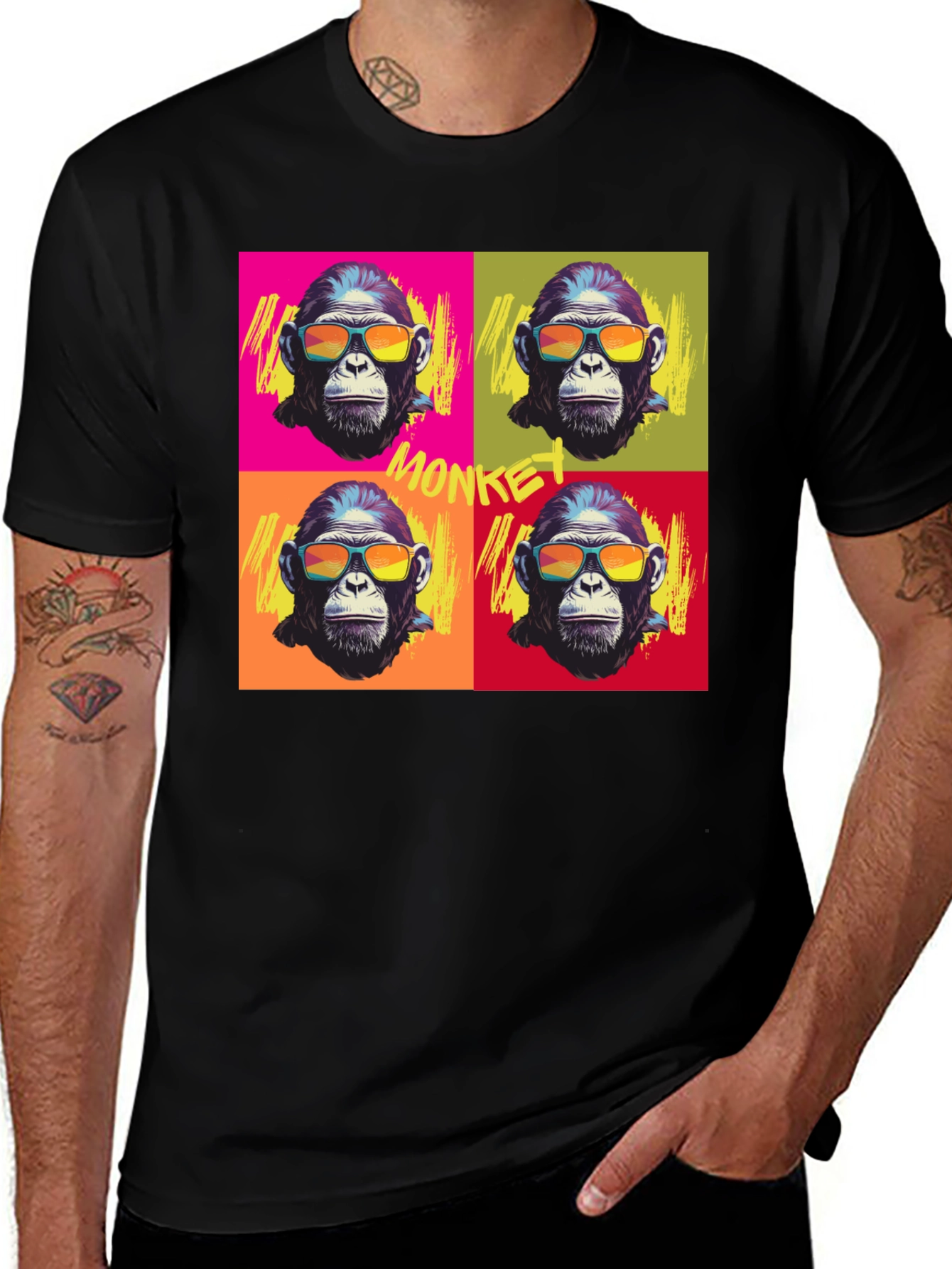 Variant 15 of Pop Art Monkey Graphic Tee - Unique, Stylish & Fun!