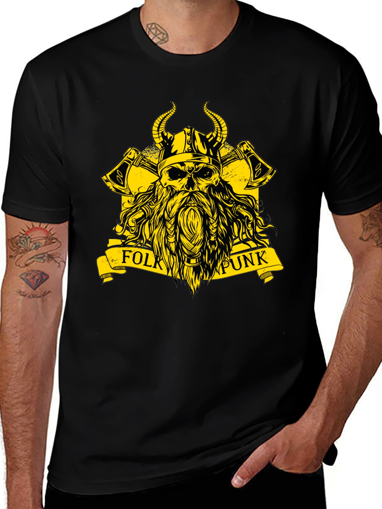 Variant 28 of Folk Punk Viking Skull T-Shirt