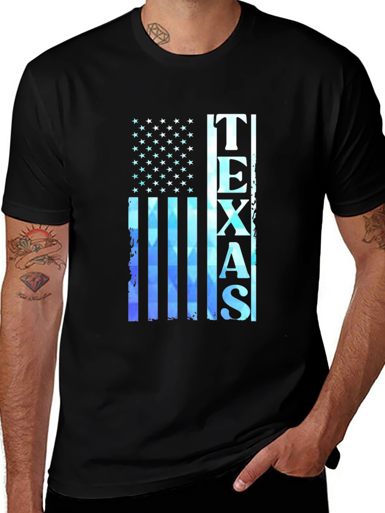 Texas Flag Graphic Print Black T-Shirt