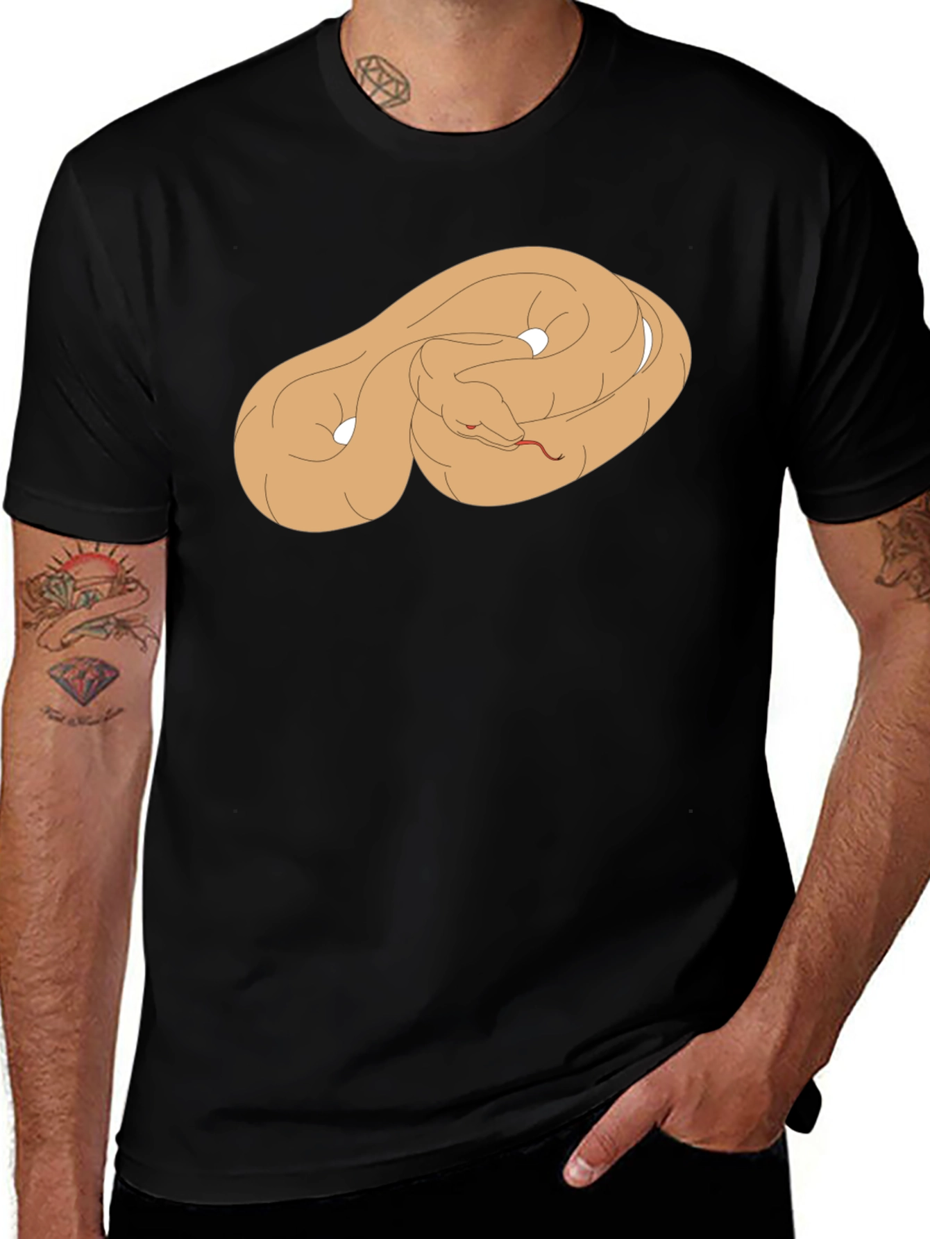 Variant 27 of Black T-Shirt with Coiled Snake Graphic