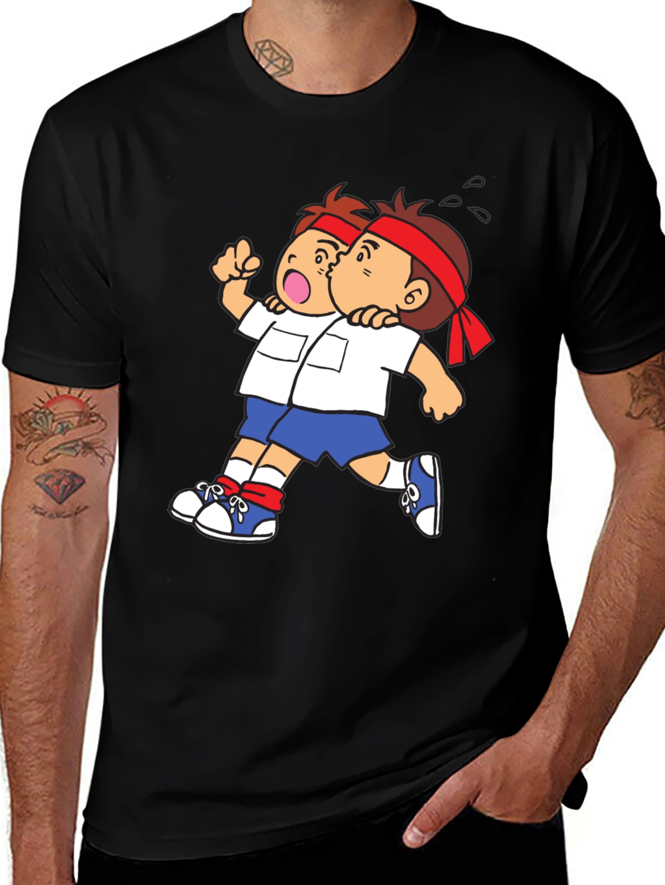 Variant 24 of Cartoon Character Graphic Print Black T-Shirt