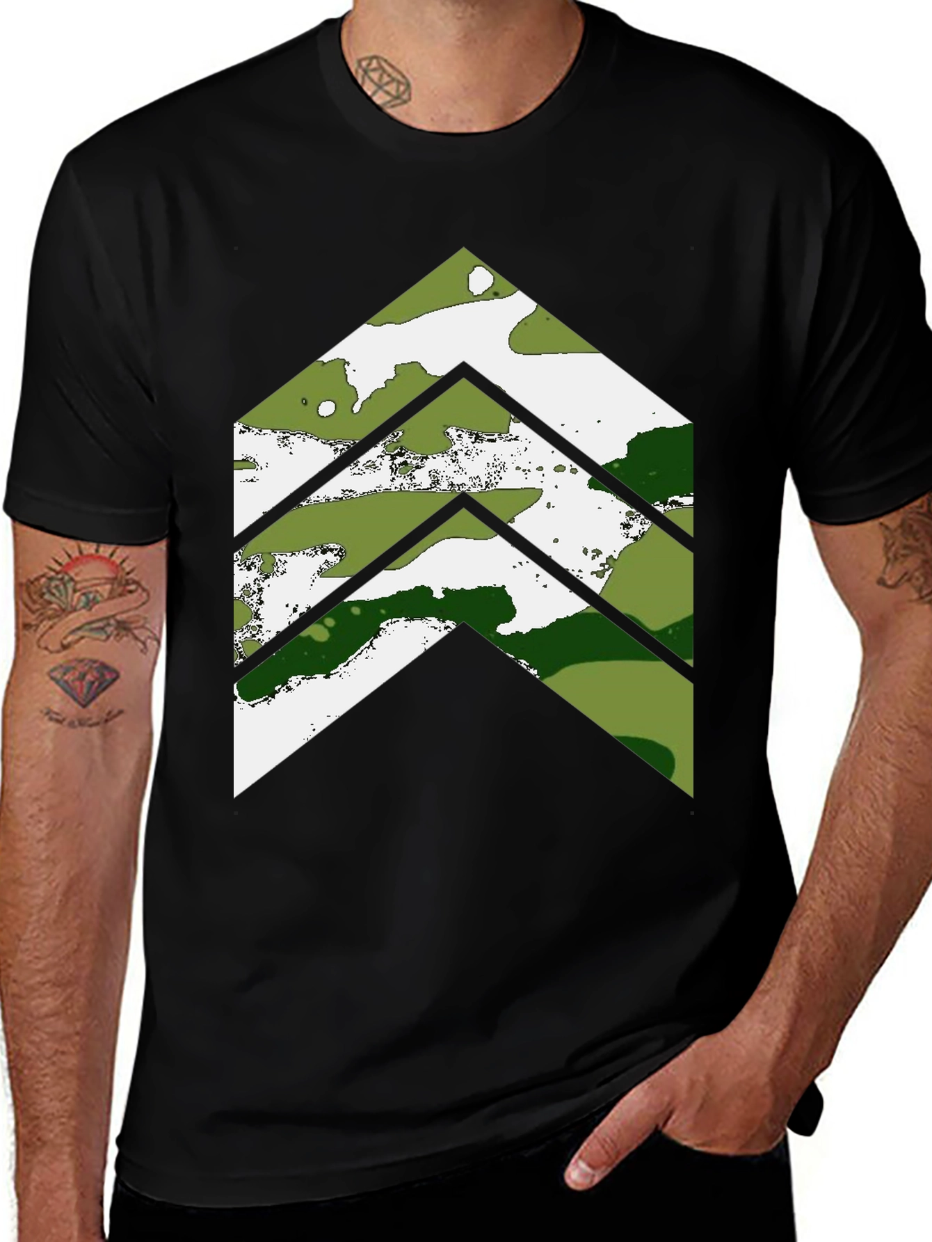 Camo Chevron Graphic Tee - Casual Style