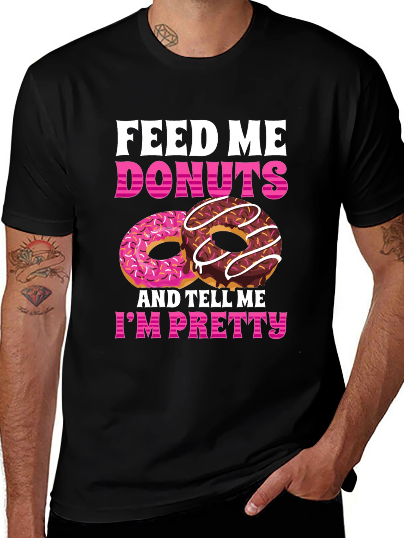 Feed Me Donuts T-Shirt - Funny Foodie Tee