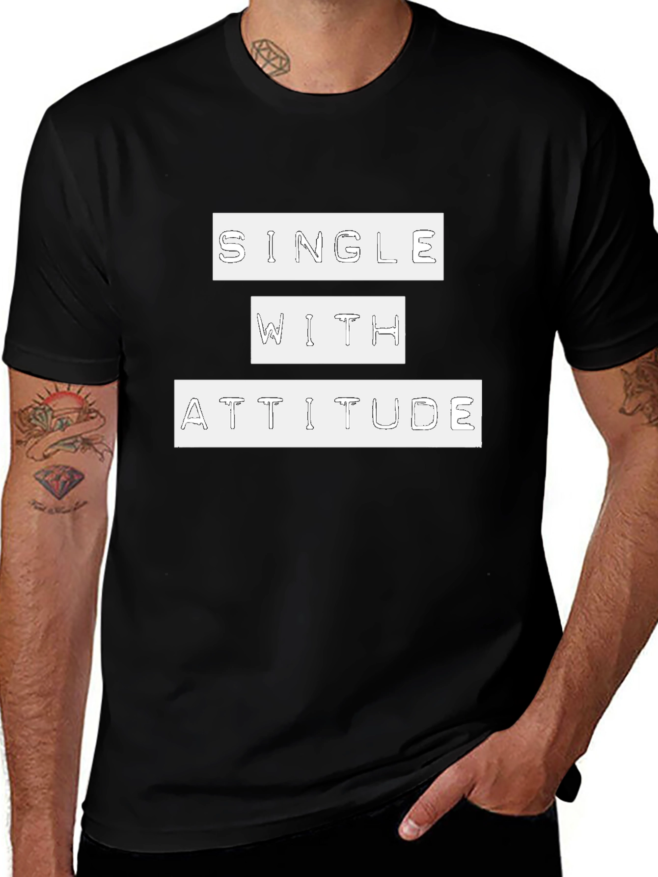Variant 20 of Single With Attitude Graphic Tee - Black Cotton
