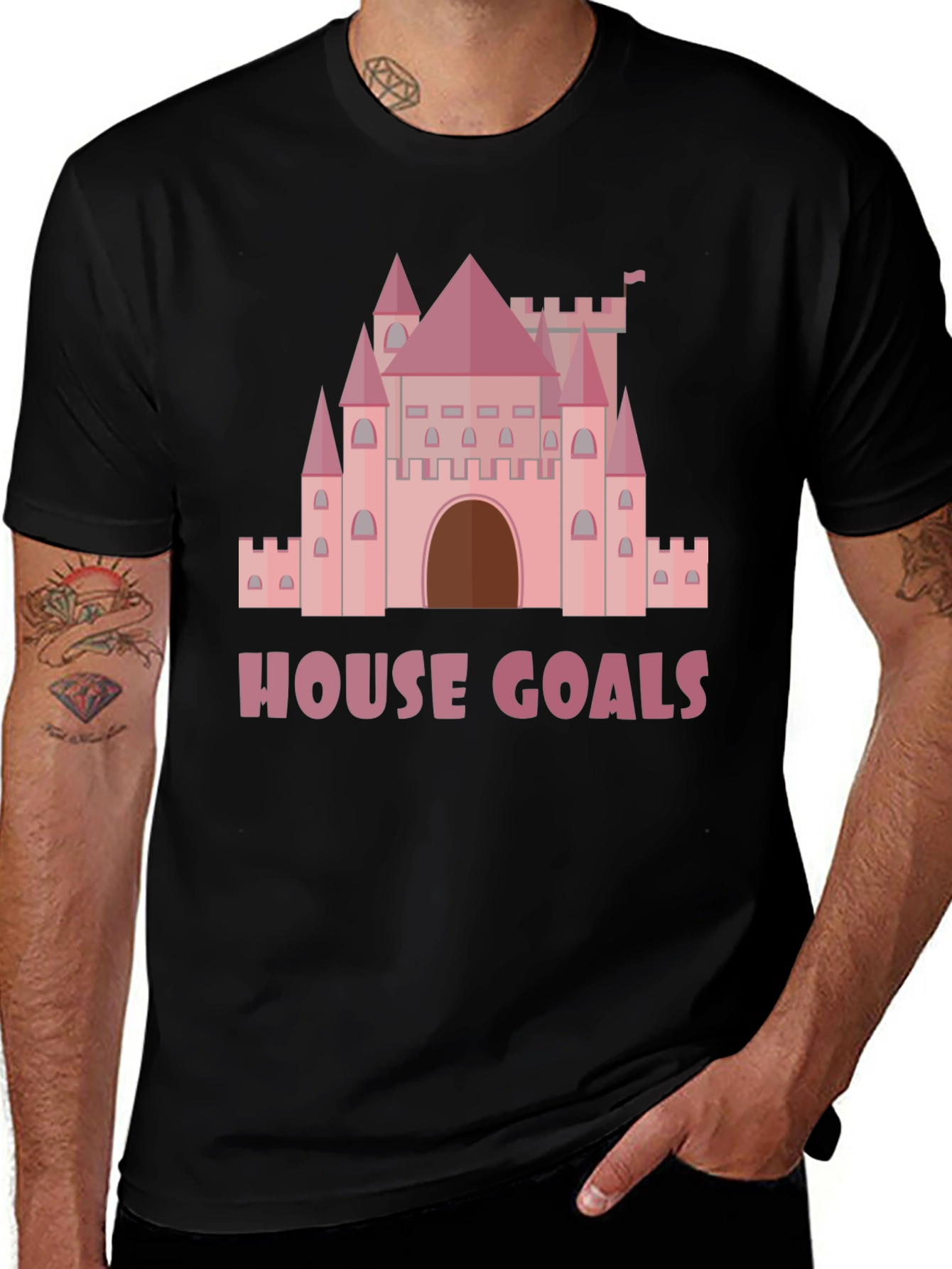 Variant 25 of House Goals Castle Graphic Tee - Pink