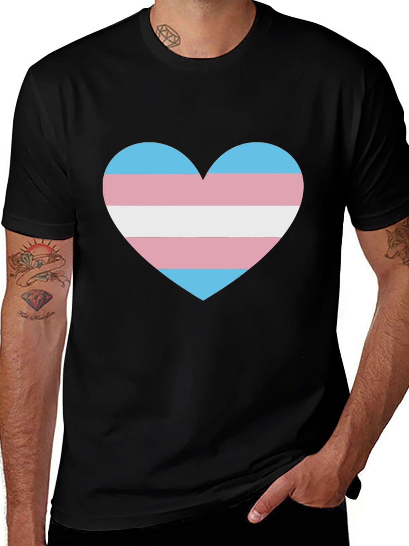 Variant 27 of Transgender Pride Heart Tee - Black