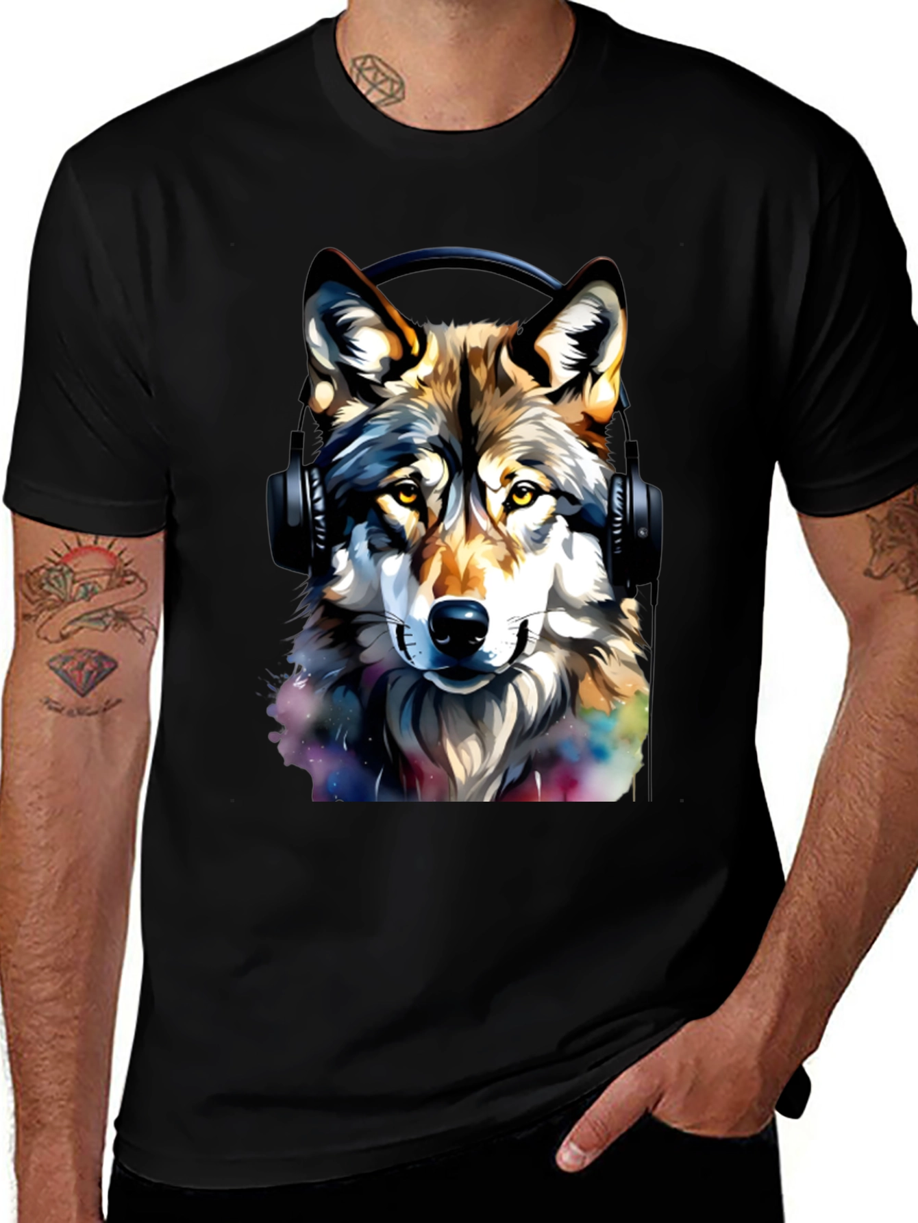 Variant 17 of Wolf Headphones Graphic Tee
