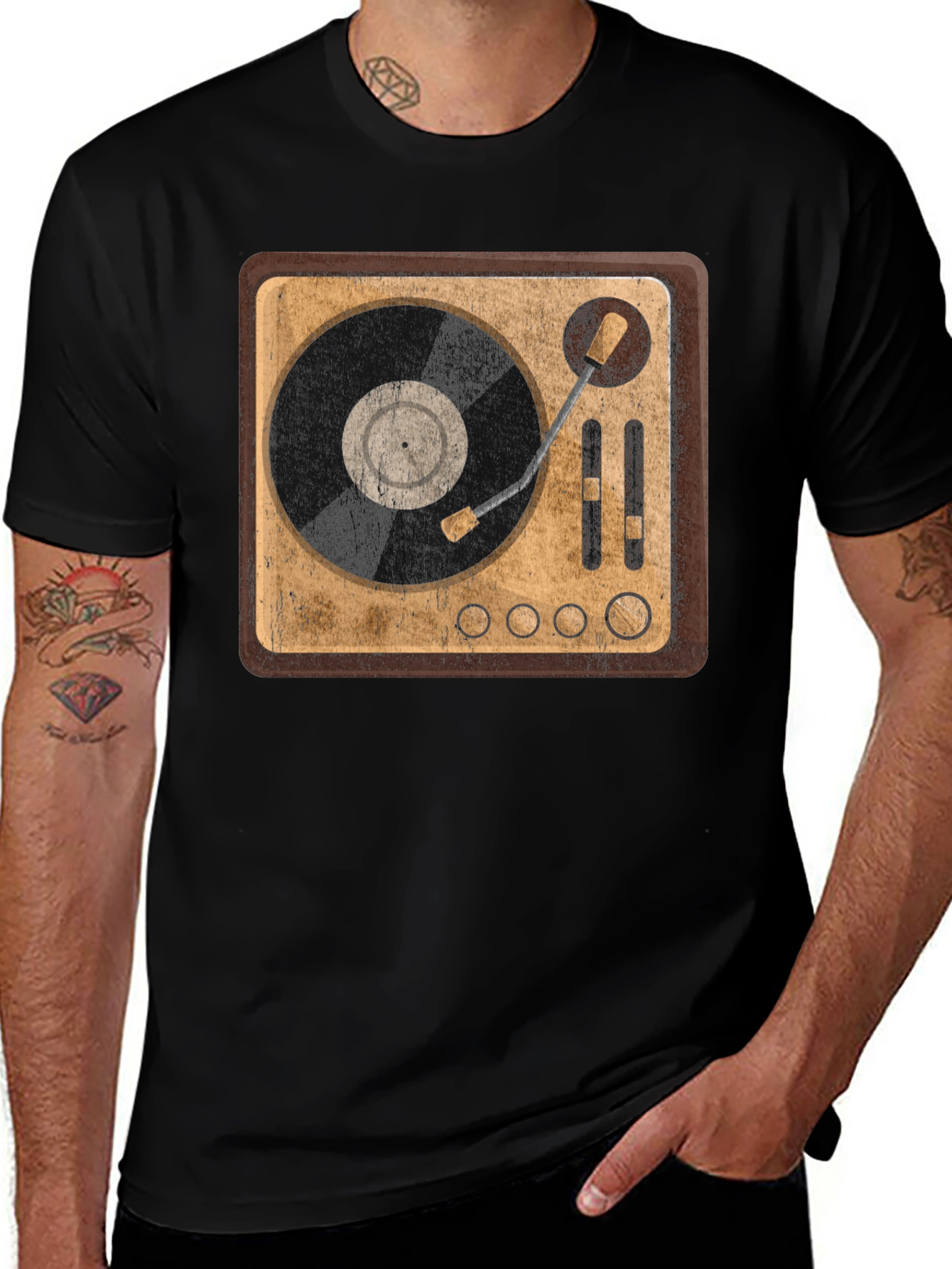 Variant 5 of Vintage Turntable Graphic T-Shirt - Retro Style