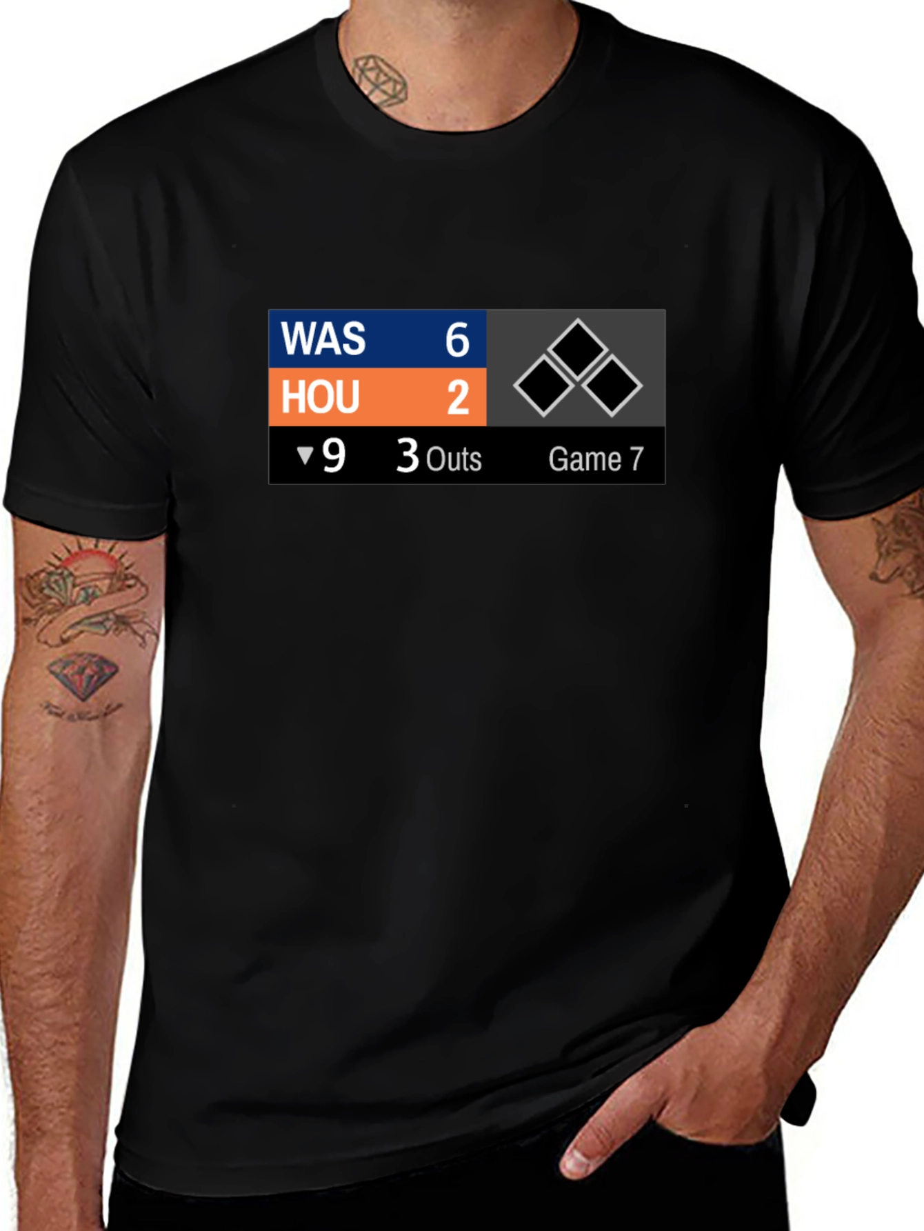 Variant 6 of Game 7 Baseball Scoreboard T-Shirt