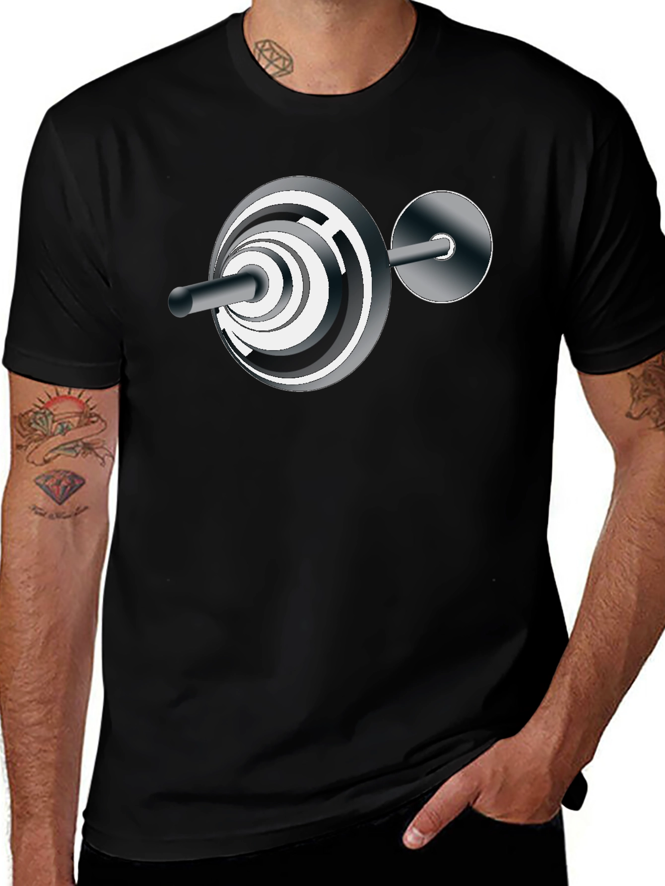 Black Abstract Barbell Graphic T-Shirt - Black main image
