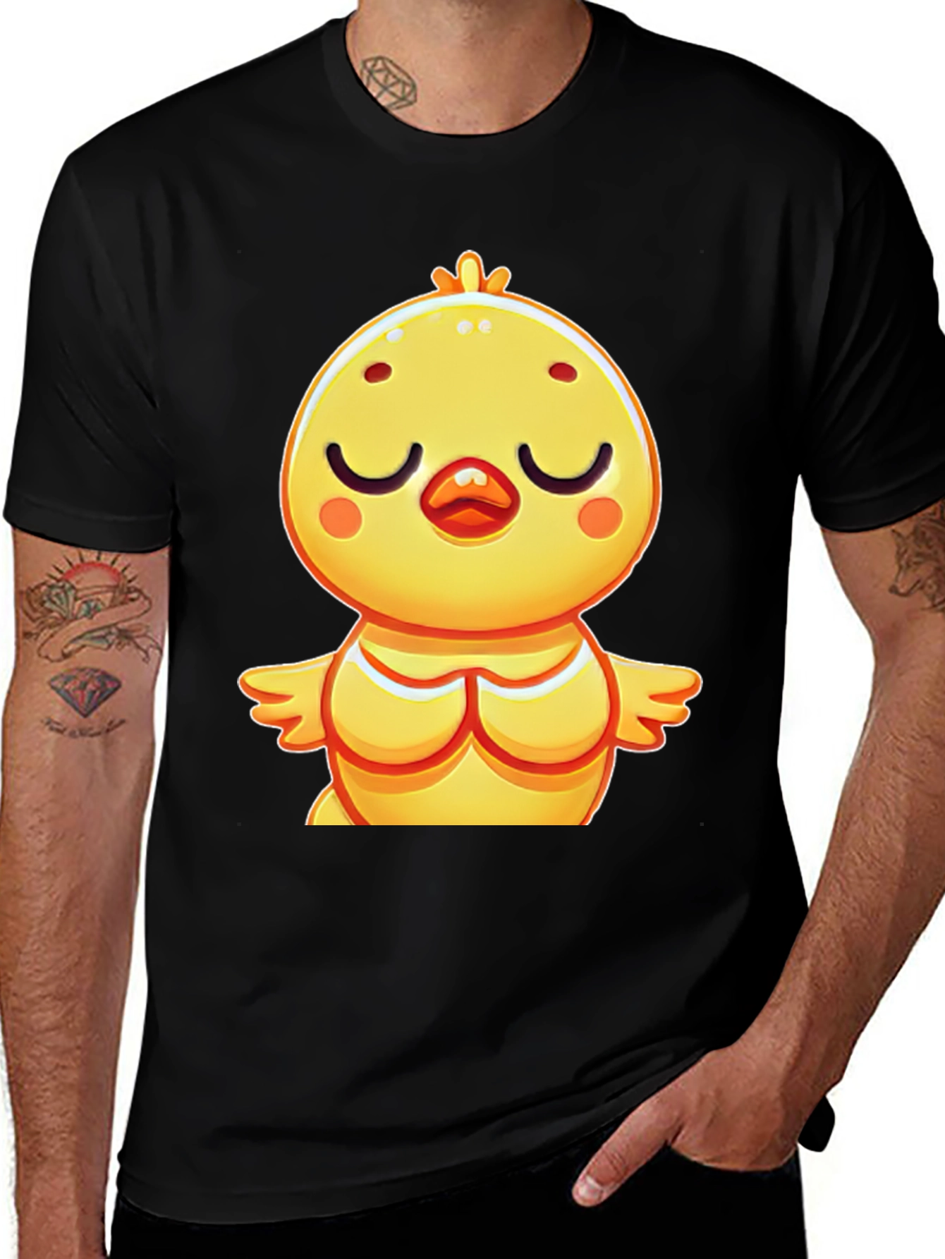 Variant 30 of Cute Chick Graphic Tee - Relaxed Fit Black T-Shirt