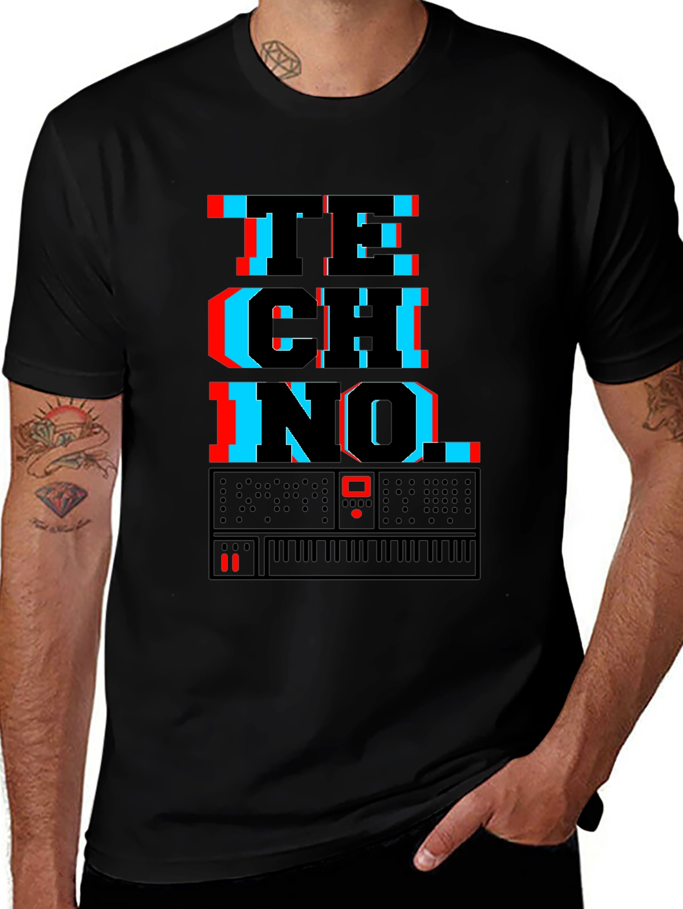 Variant 20 of Techno Synth Glitch Graphic T-Shirt