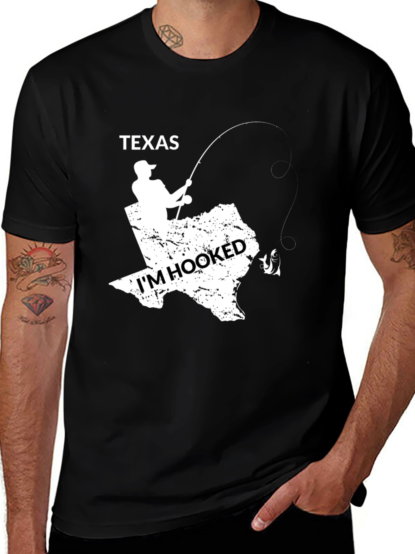 Variant 30 of Texas Hooked Fishing T-Shirt