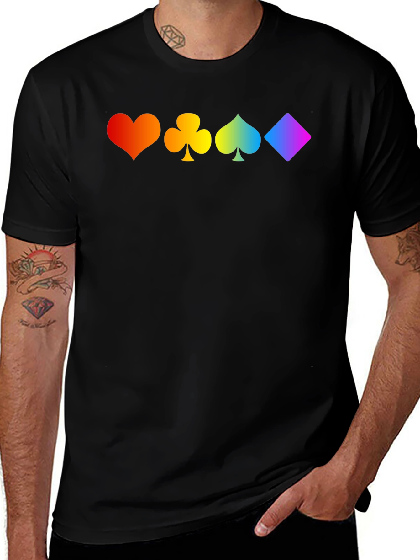 Variant 22 of Rainbow Playing Card Suits Graphic Tee