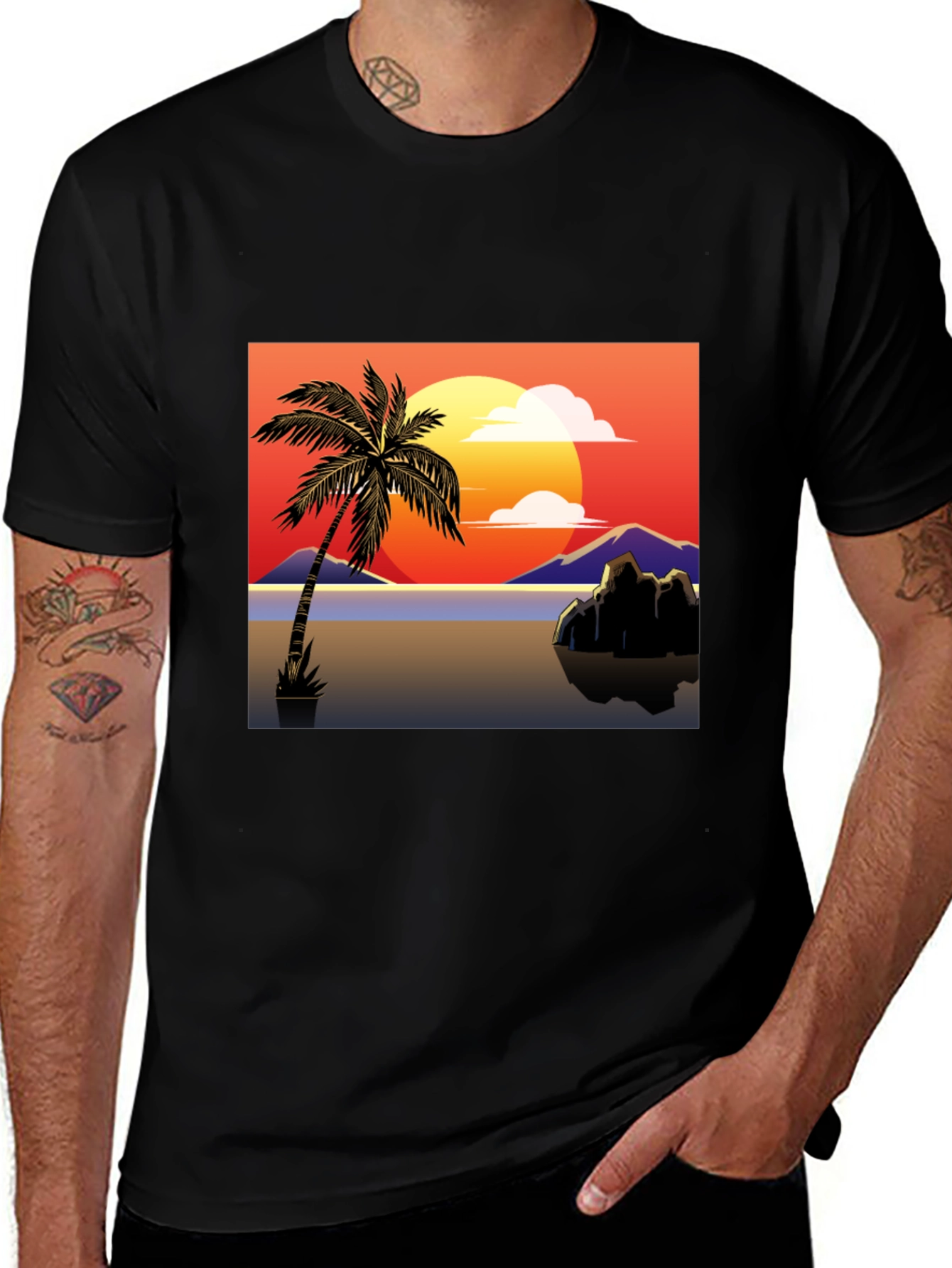 Variant 22 of Sunset Palm Tree Graphic Tee