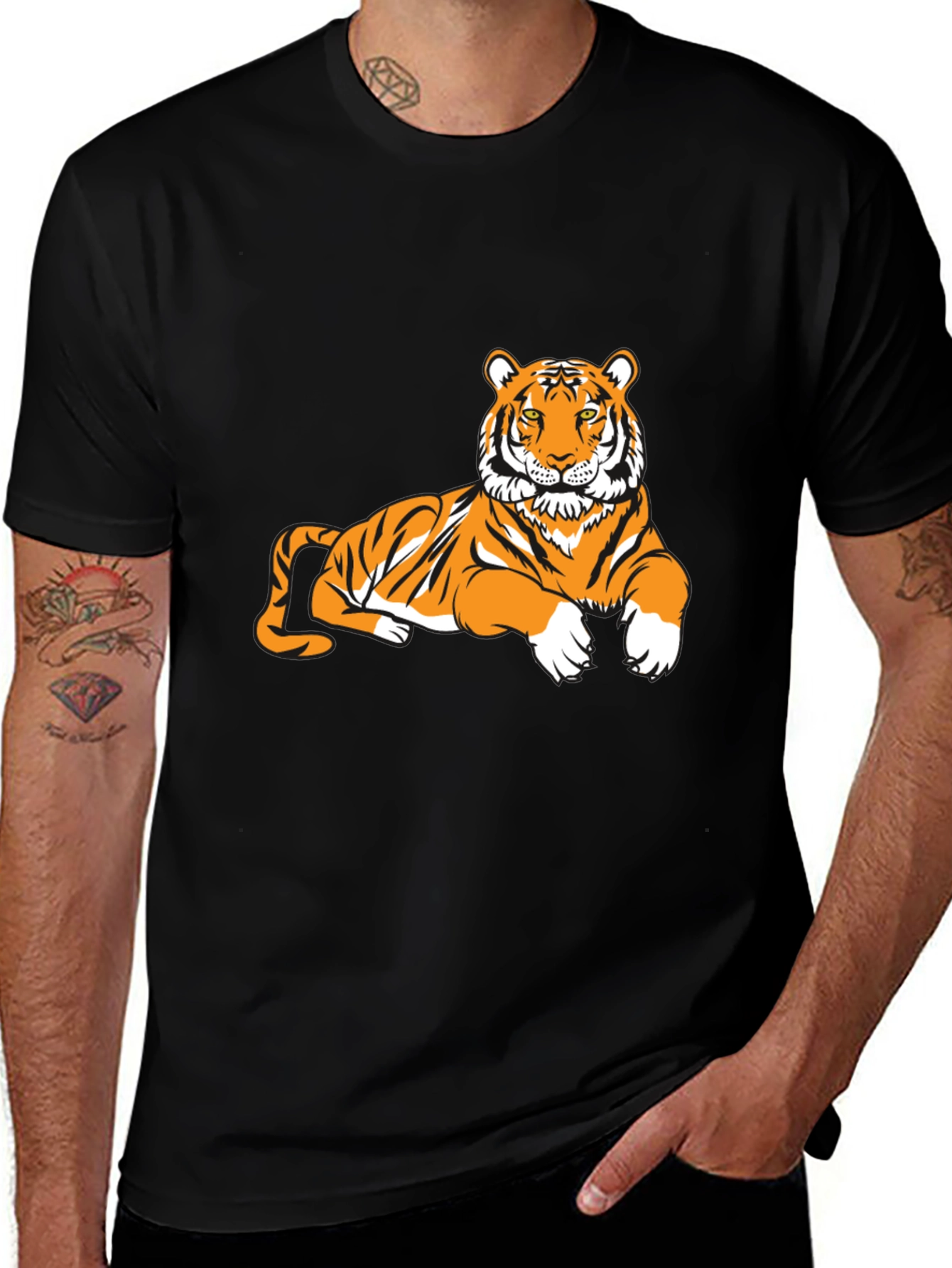 Black Tiger Graphic Tee - Black Short Sleeve T-Shirt main image