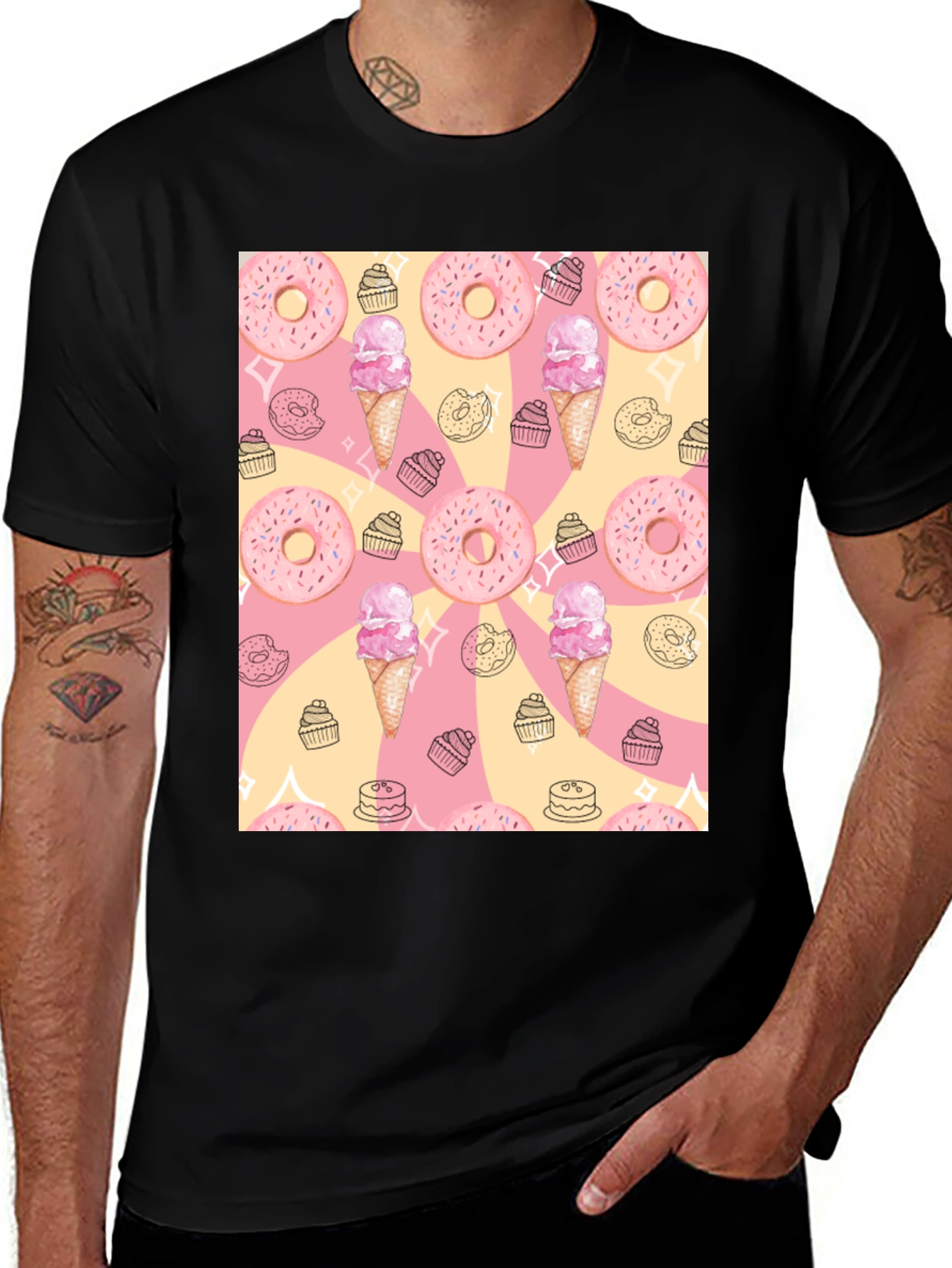 Sweet Treats T-Shirt - Donut & Ice Cream Design