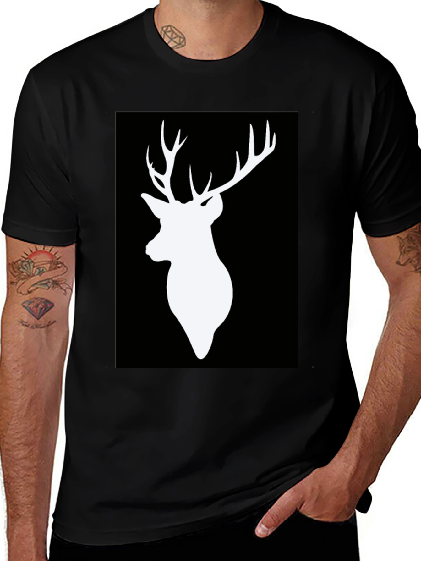 Variant 18 of Men's Black Deer Silhouette Graphic Tee