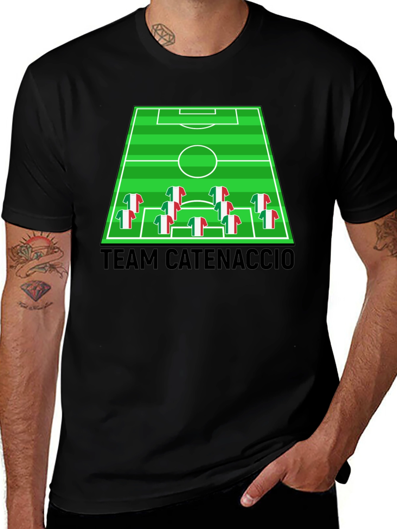 Variant 3 of Team Catenaccio Soccer Strategy Black T-Shirt