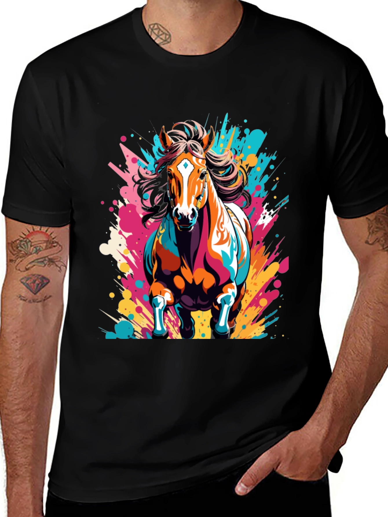 Variant 14 of Horse Graphic Tee - Colorful Equestrian Design