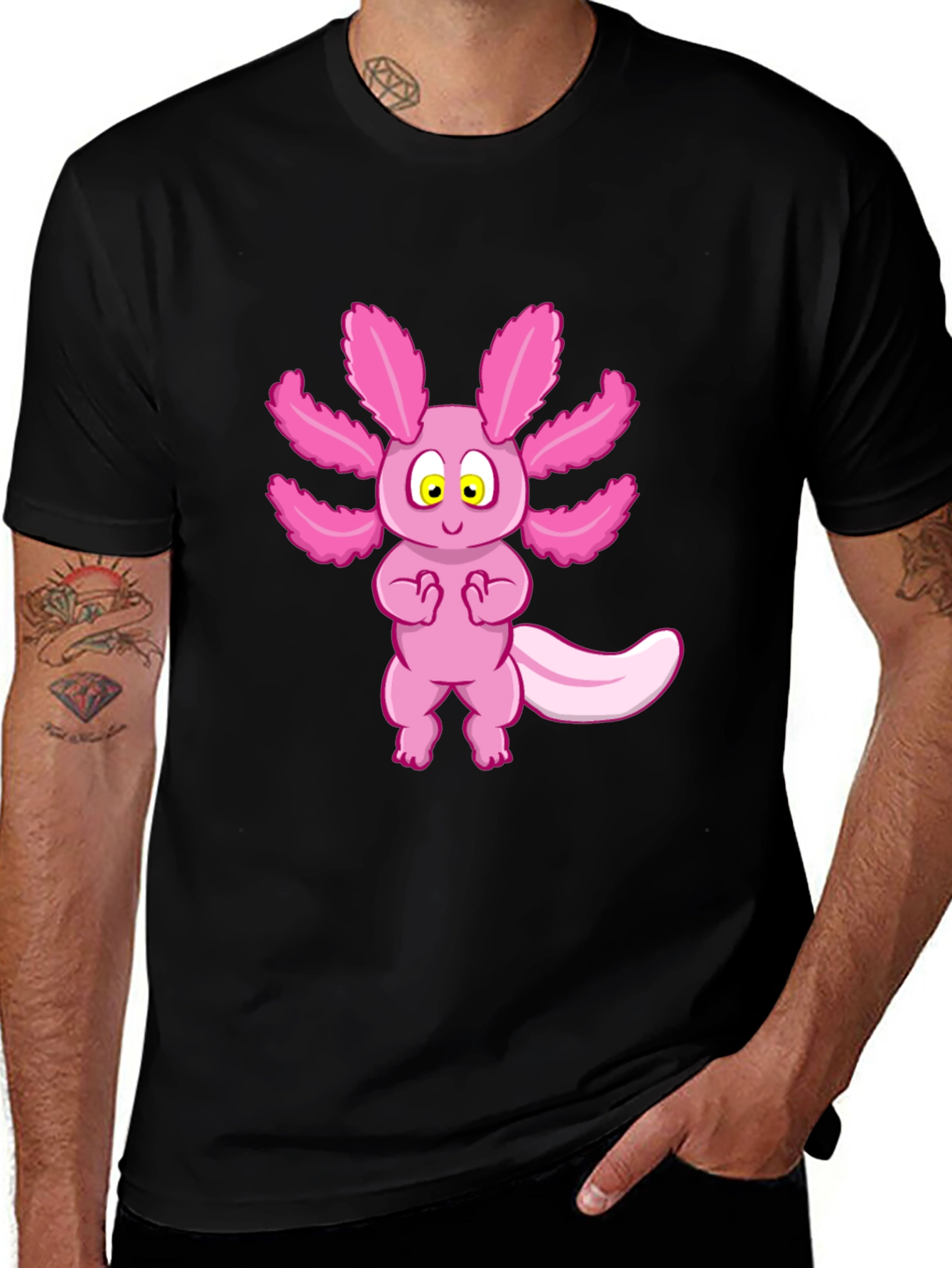 Variant 11 of Axolotl Cartoon Graphic Tee - Black Unisex T-Shirt