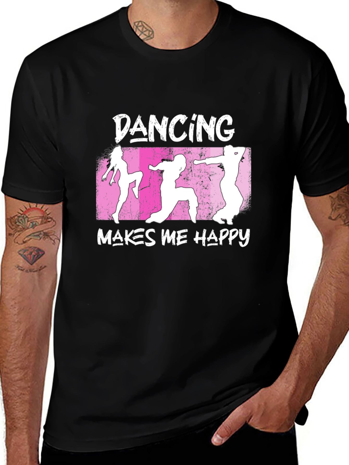 Dancing Makes Me Happy Graphic T-Shirt - Black