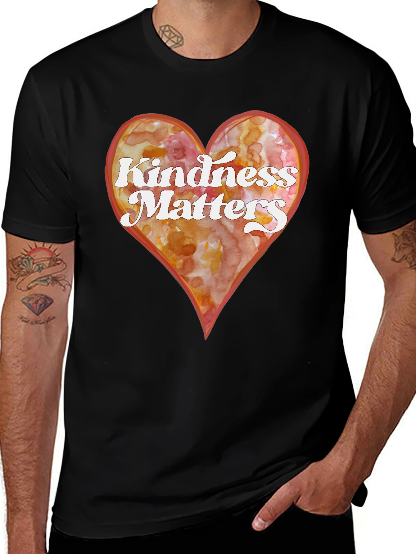 Variant 26 of Kindness Matters Heart Graphic Tee - Black