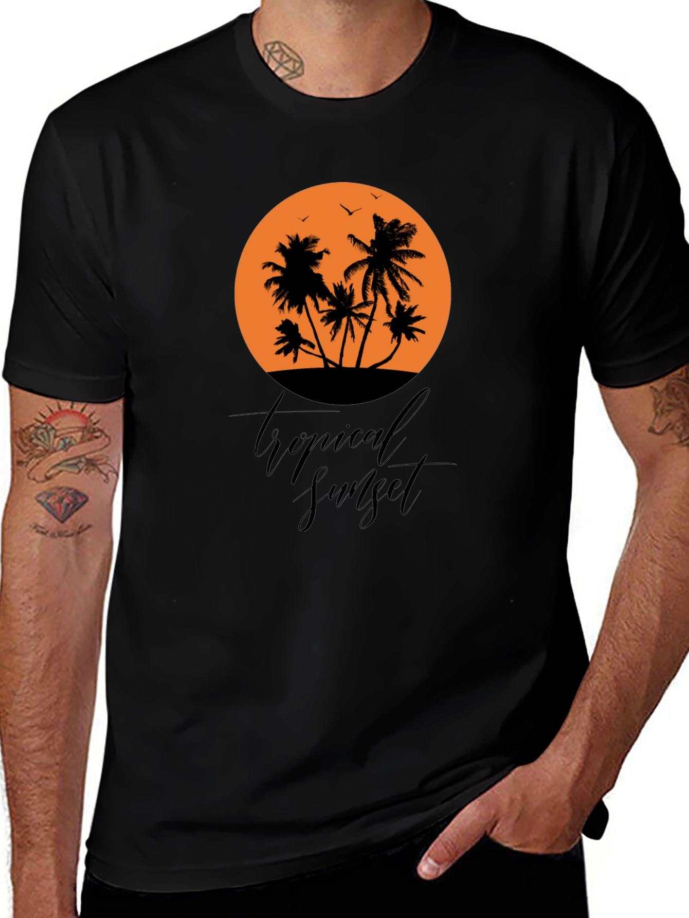 Variant 14 of Tropical Sunset Black Graphic T-Shirt