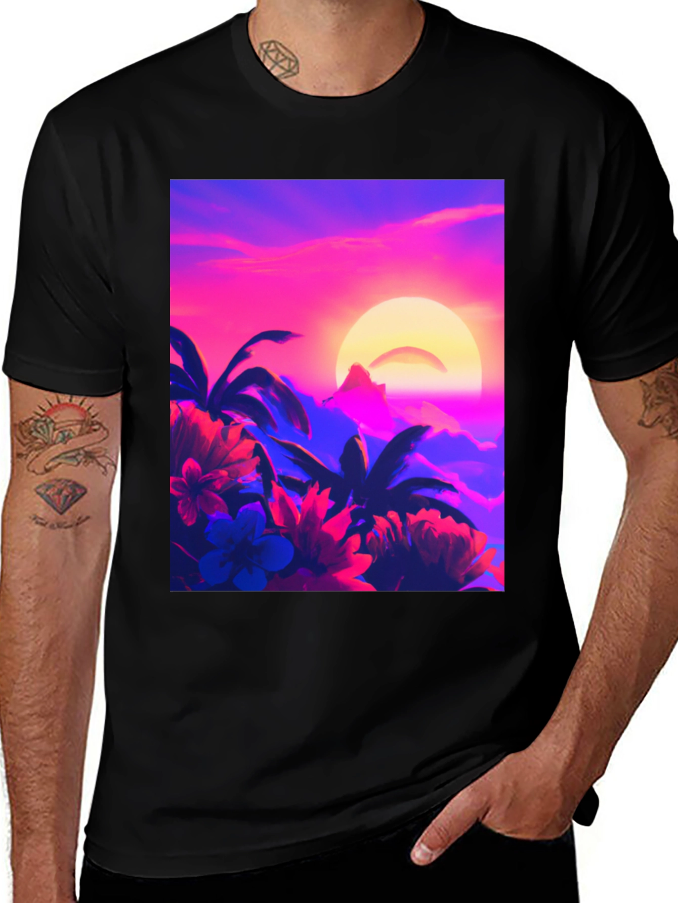Variant 22 of Tropical Sunset Graphic Tee - Retro Vibes