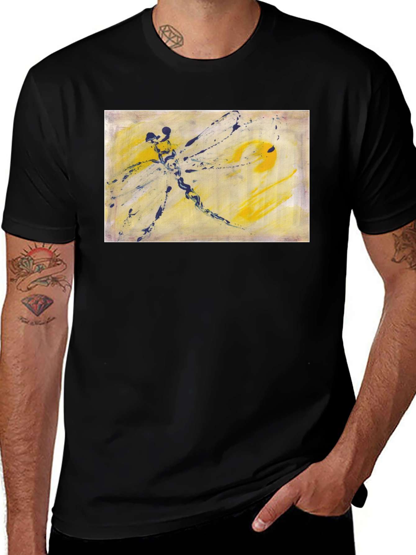 Variant 11 of Dragonfly Art Graphic T-Shirt - Black