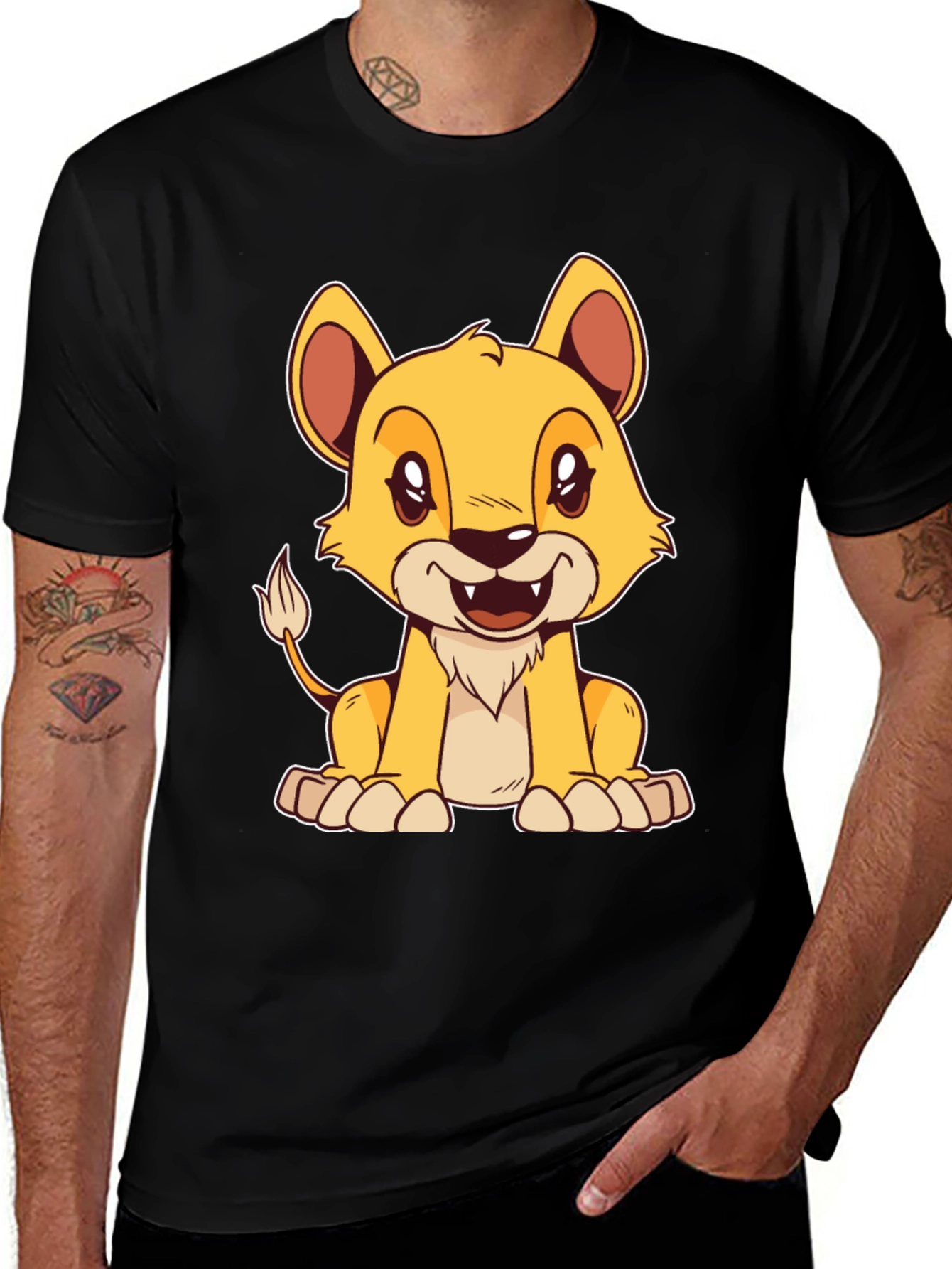Variant 17 of Cartoon Lion Graphic Tee - Black