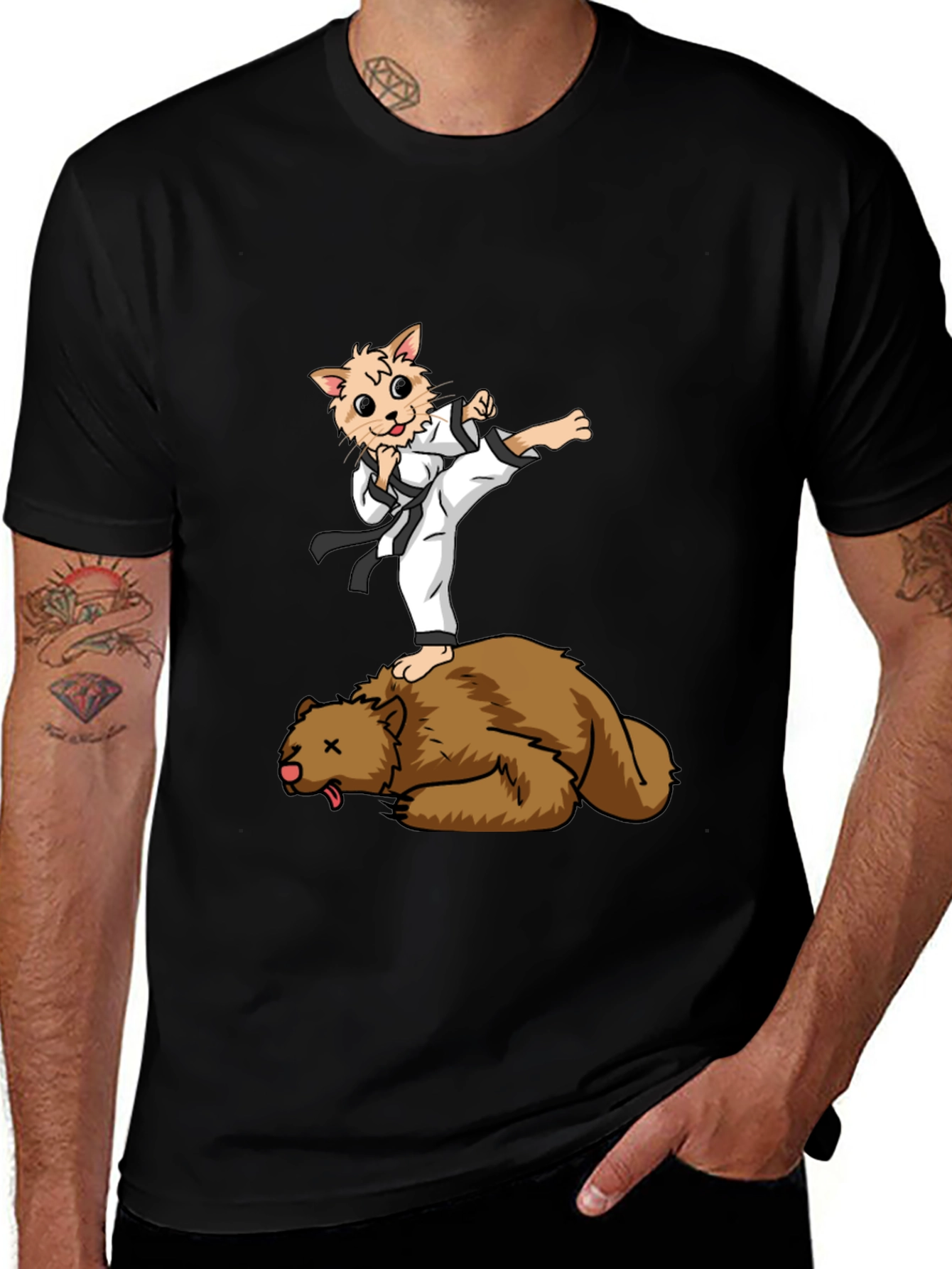 Variant 12 of Funny Karate Cat vs Bear T-Shirt